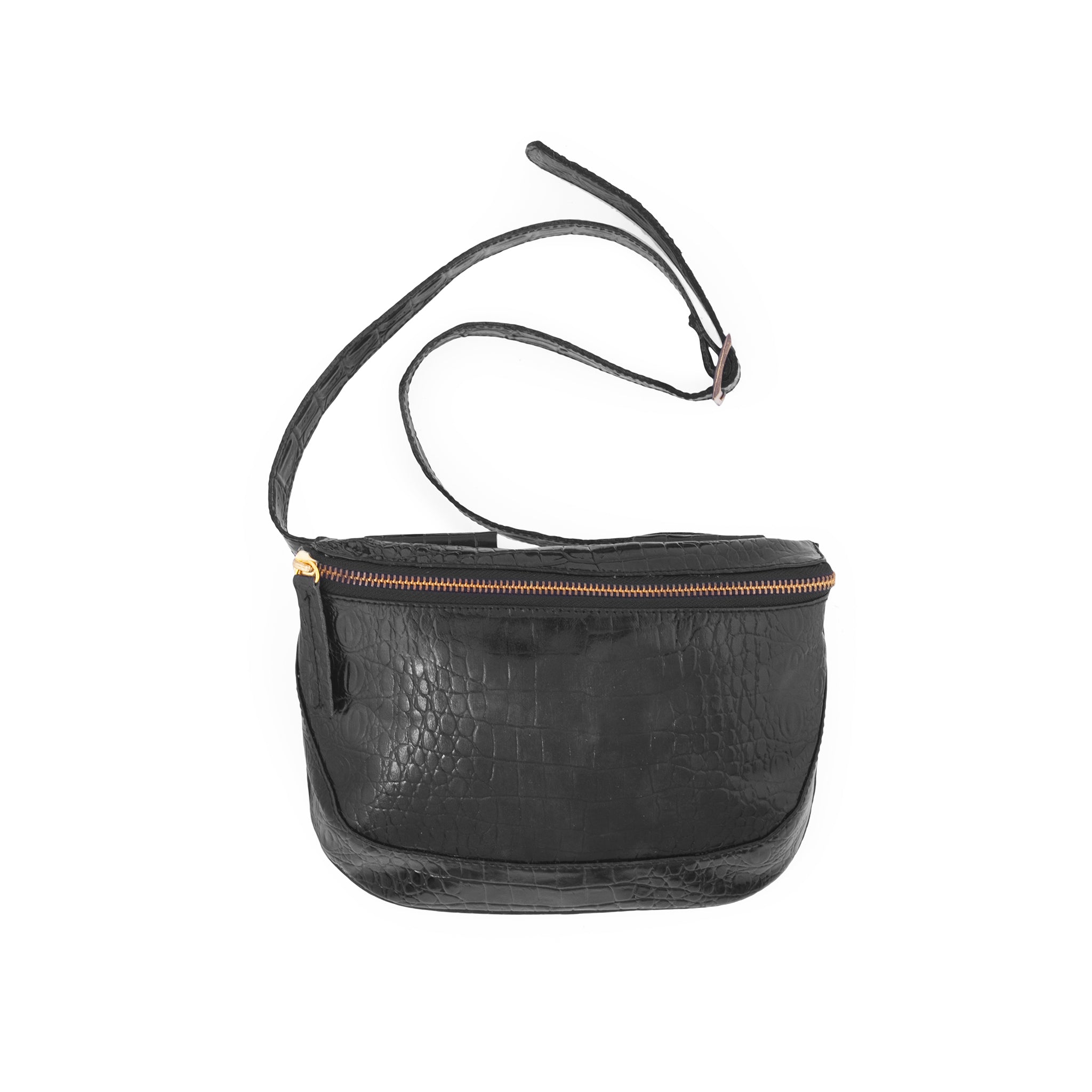 Black leather fanny pack