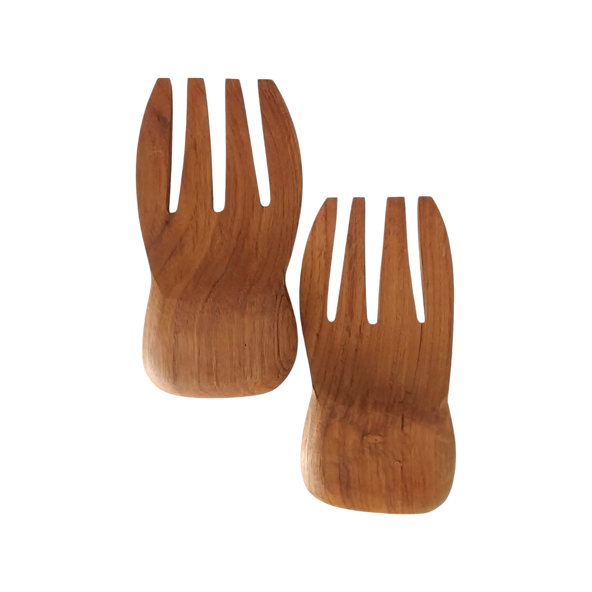 Brown Teak Wood Salad Hands 2pc set