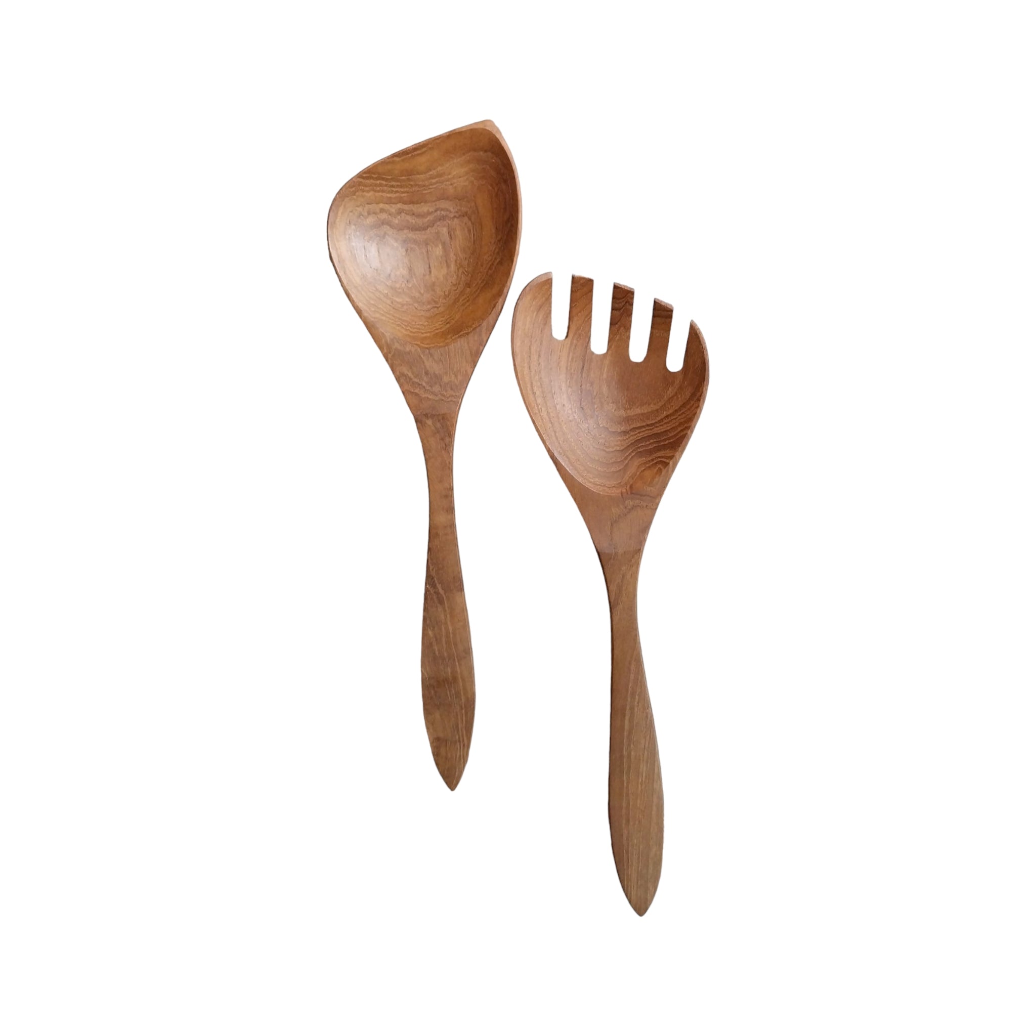 Set of 2 Teak Wood Salad Server Spoon