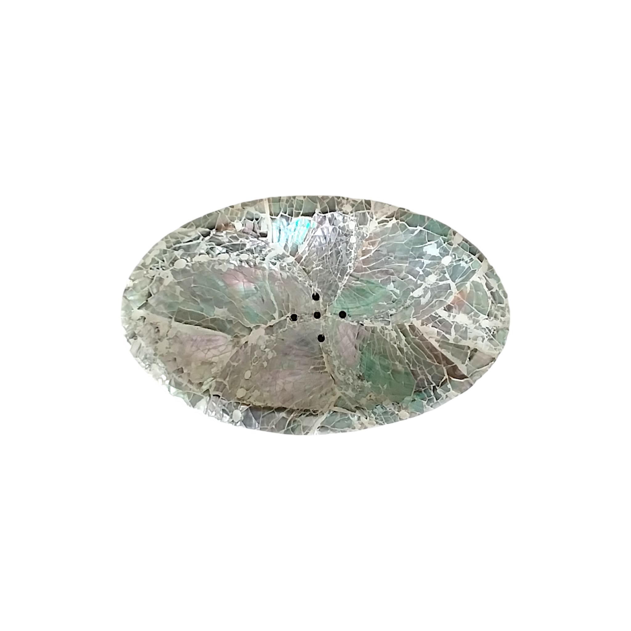 River Abalone Teak Wood Soap Dish