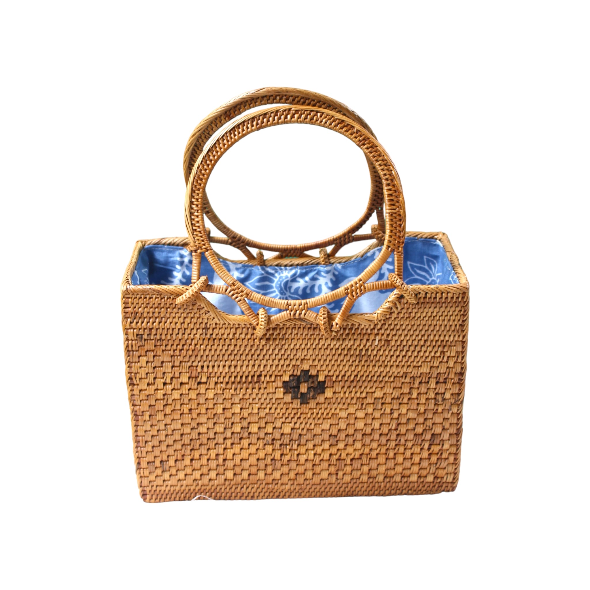 Top handle rattan tote bali handbag