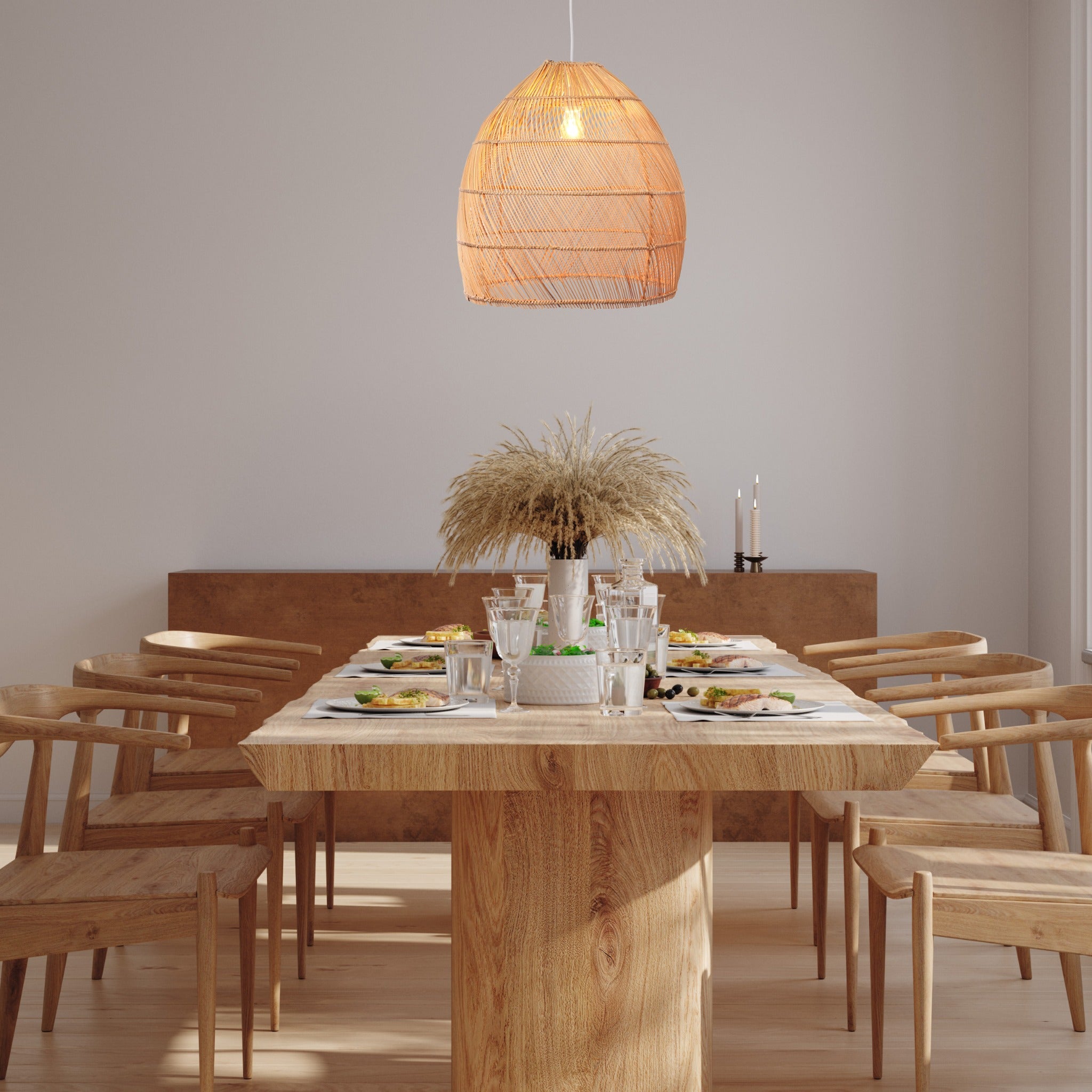 Bell Shaped Rattan Pendant Light