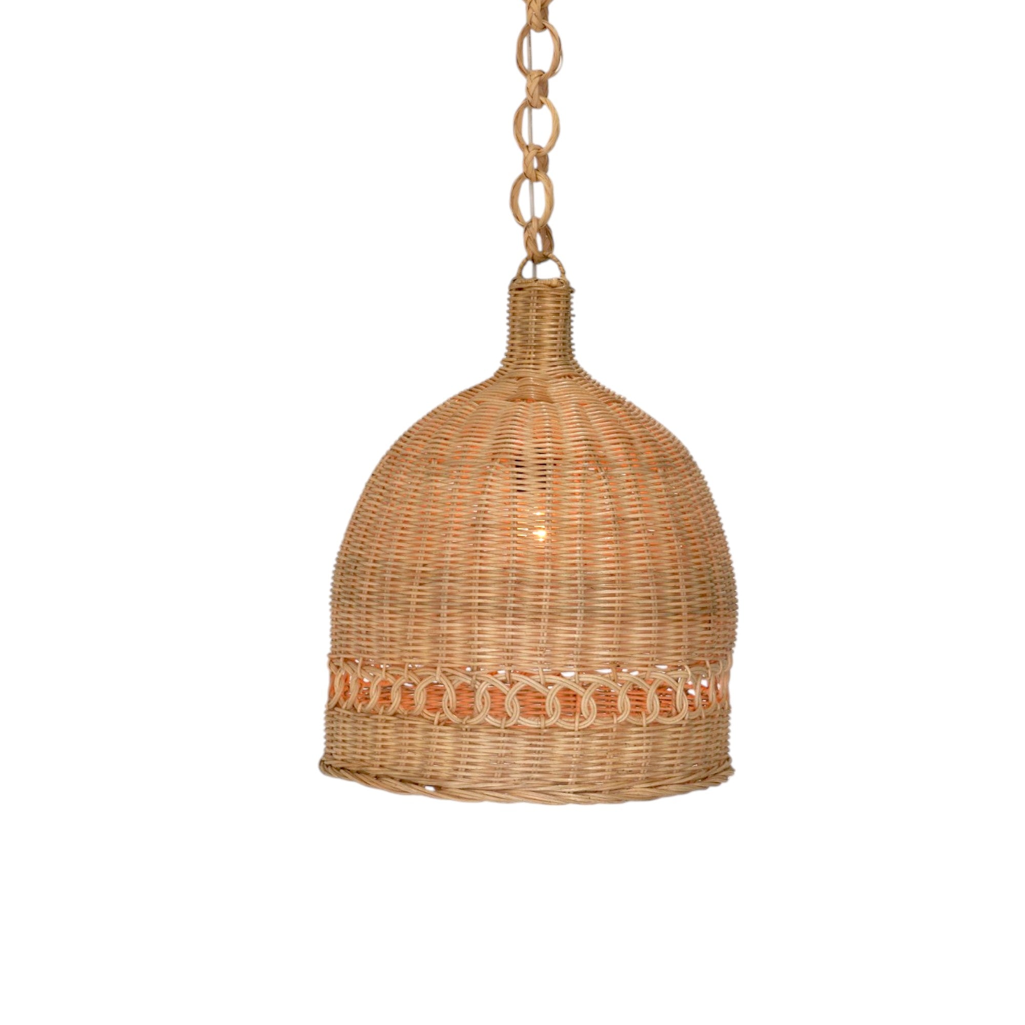 Light on Wicker Pendant Hanging Ceiling Light Fixture