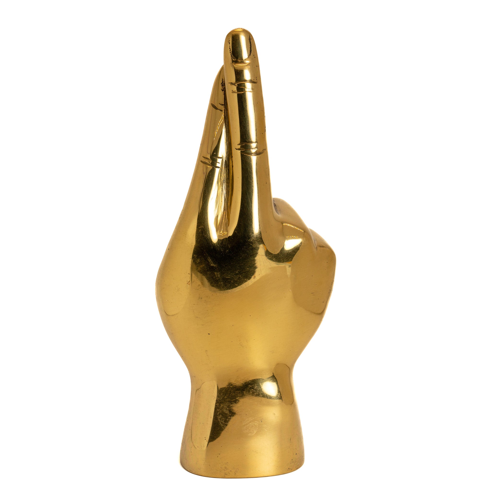Fingers Crossed Brass Hand Sculpture