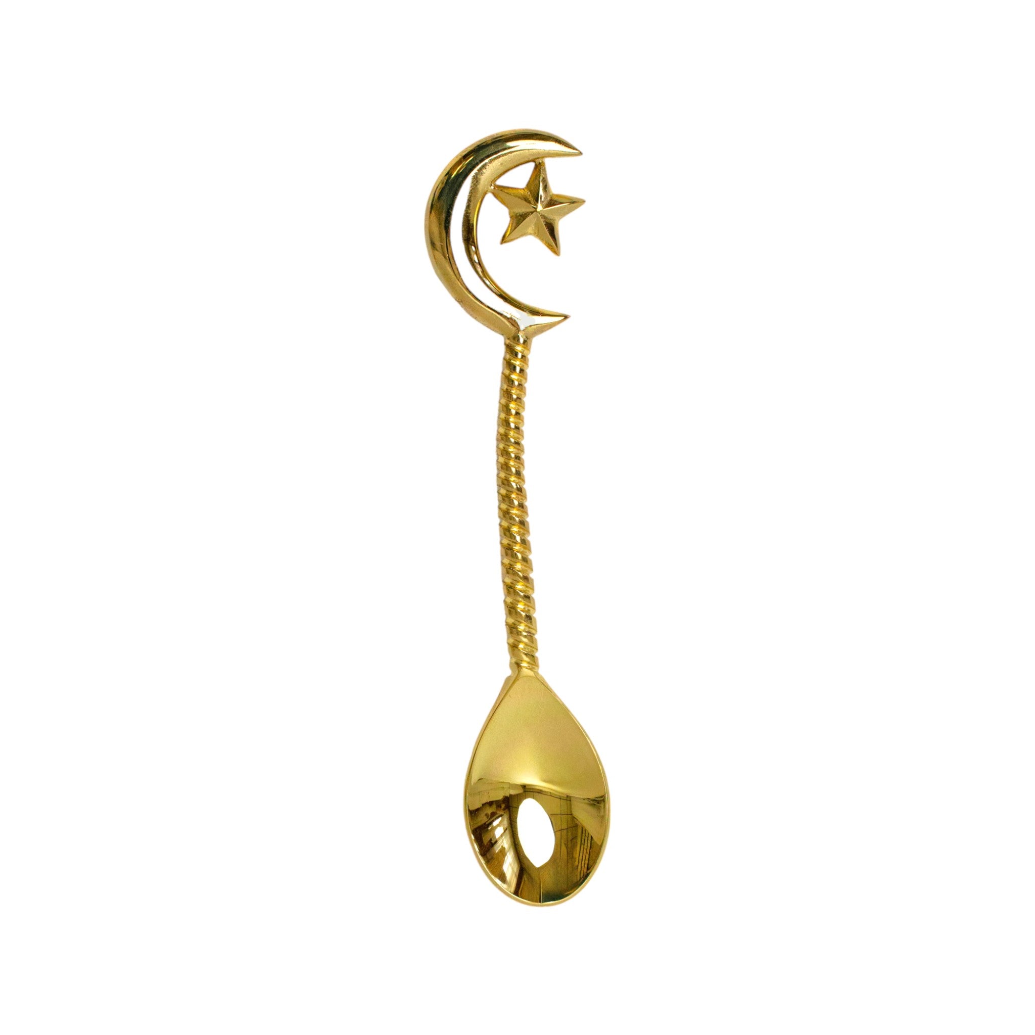 Half Moon and Star Brass Dessert Spoon