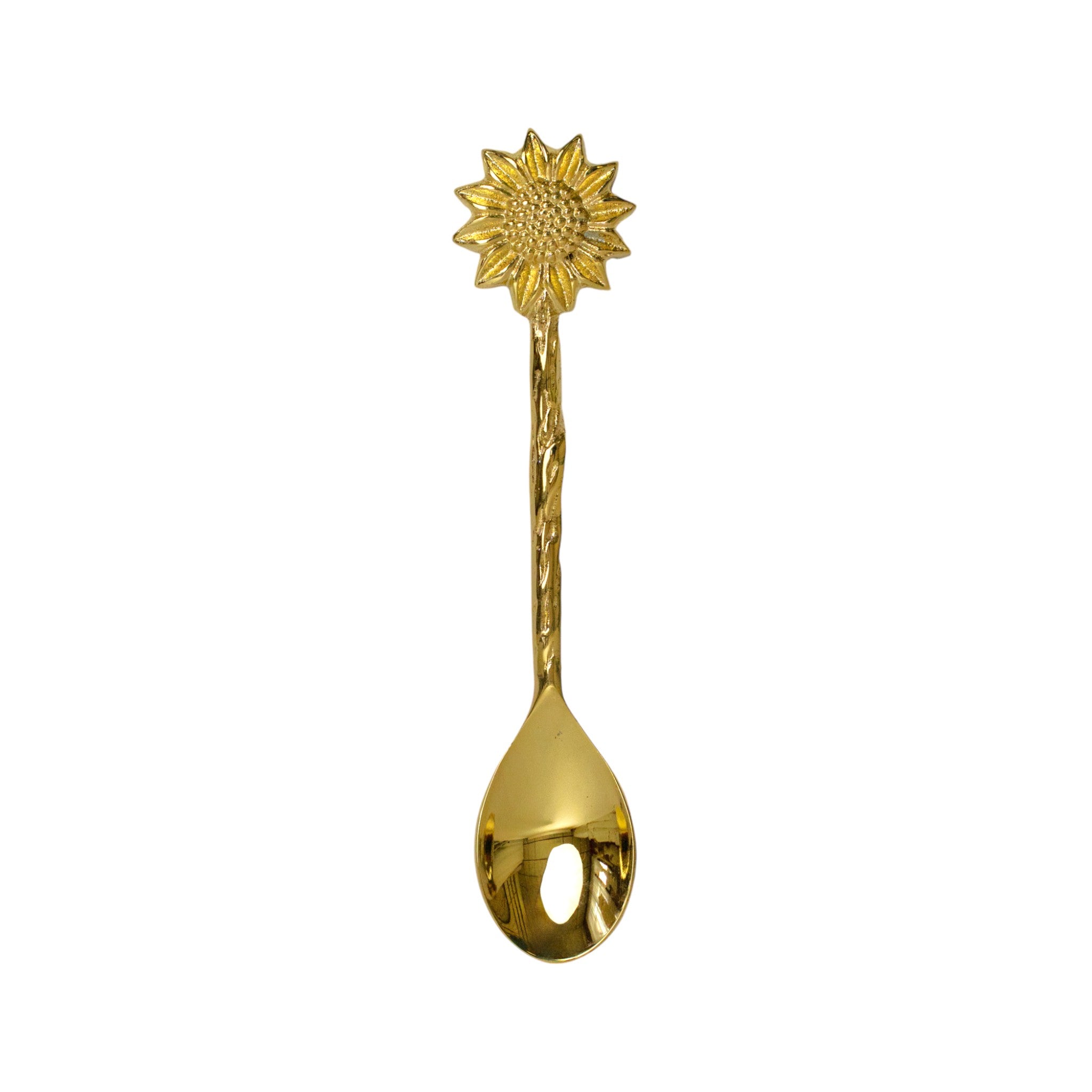 Gold Brass Sunflower Dessert Spoon