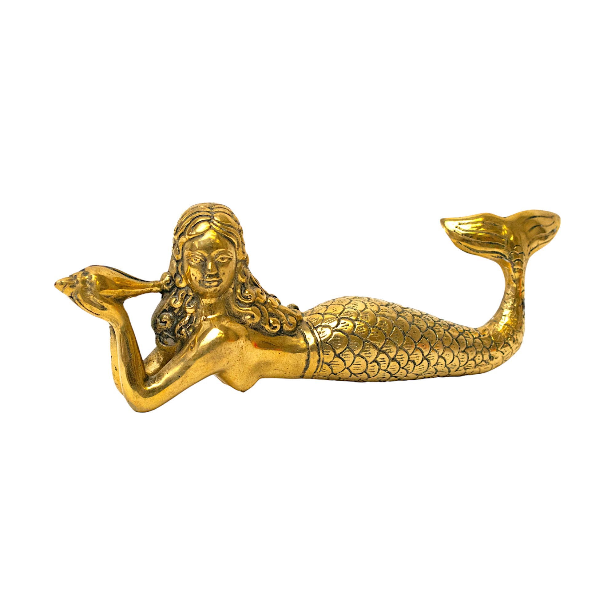 Brass Mermaid Laying Down Sculpture