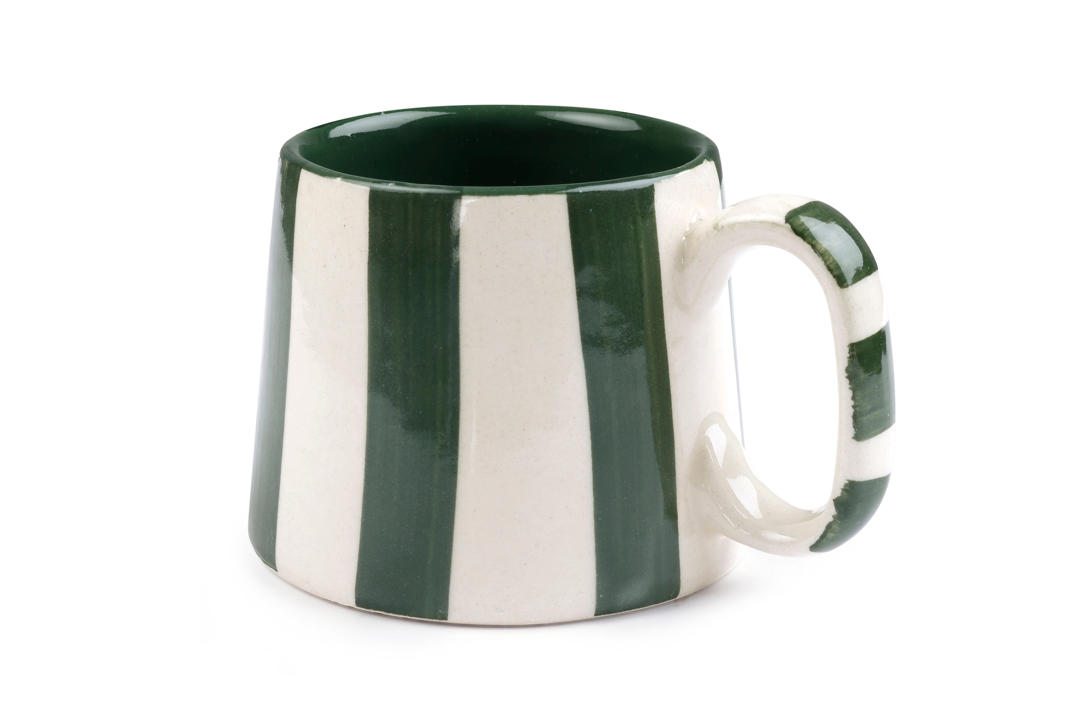 Ceramic olive Stripe Coffee cup- 220ml (SET OF 4)
