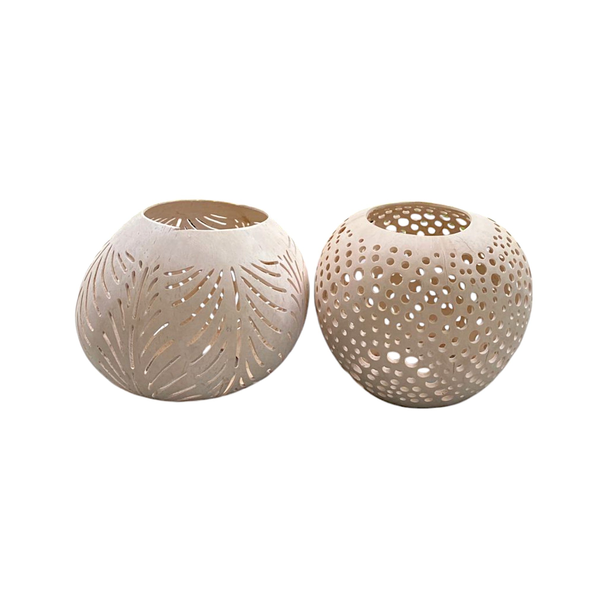 Natural Craved Coconut Candle Holder