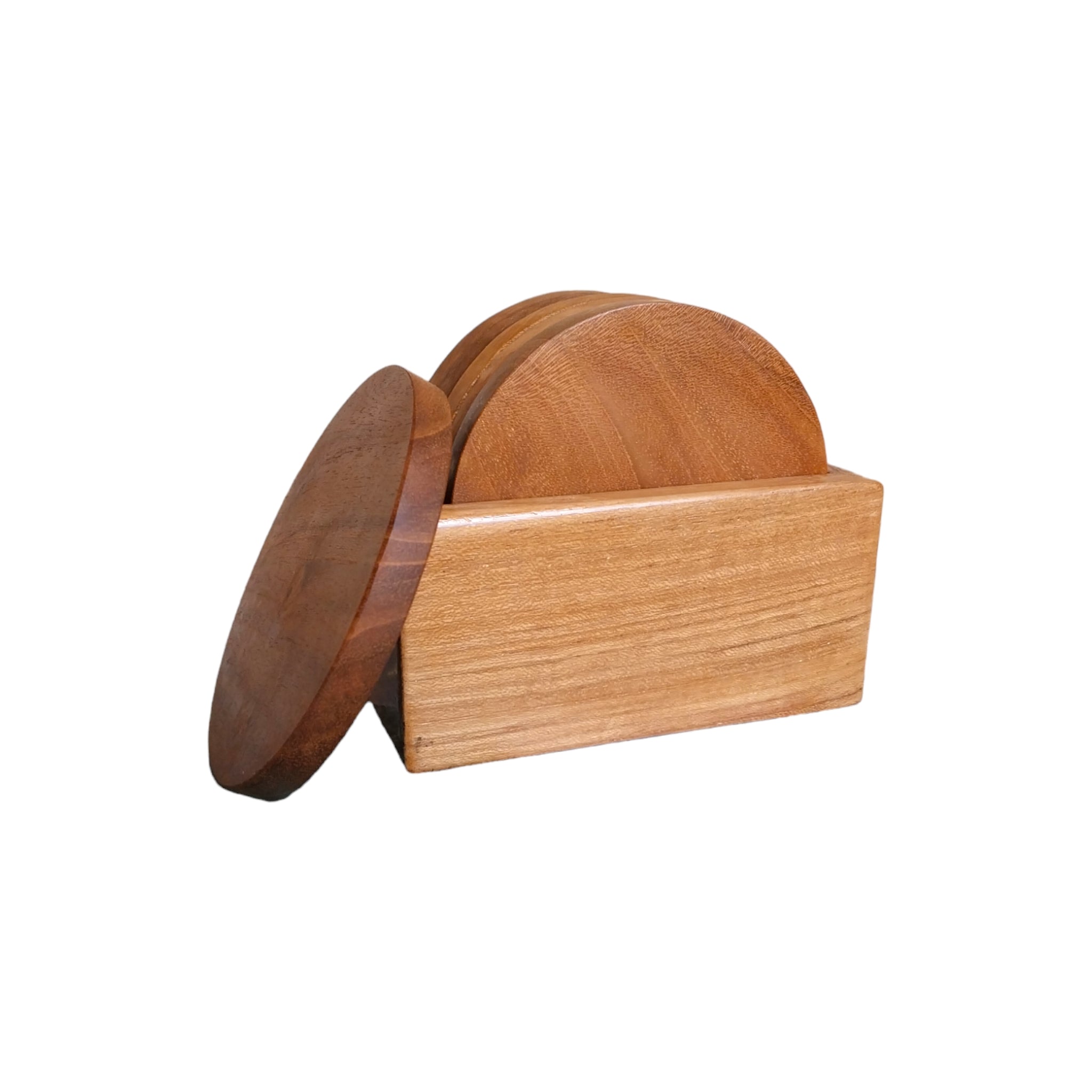 Wooden Brown Coaster, Set of 6 includes holder