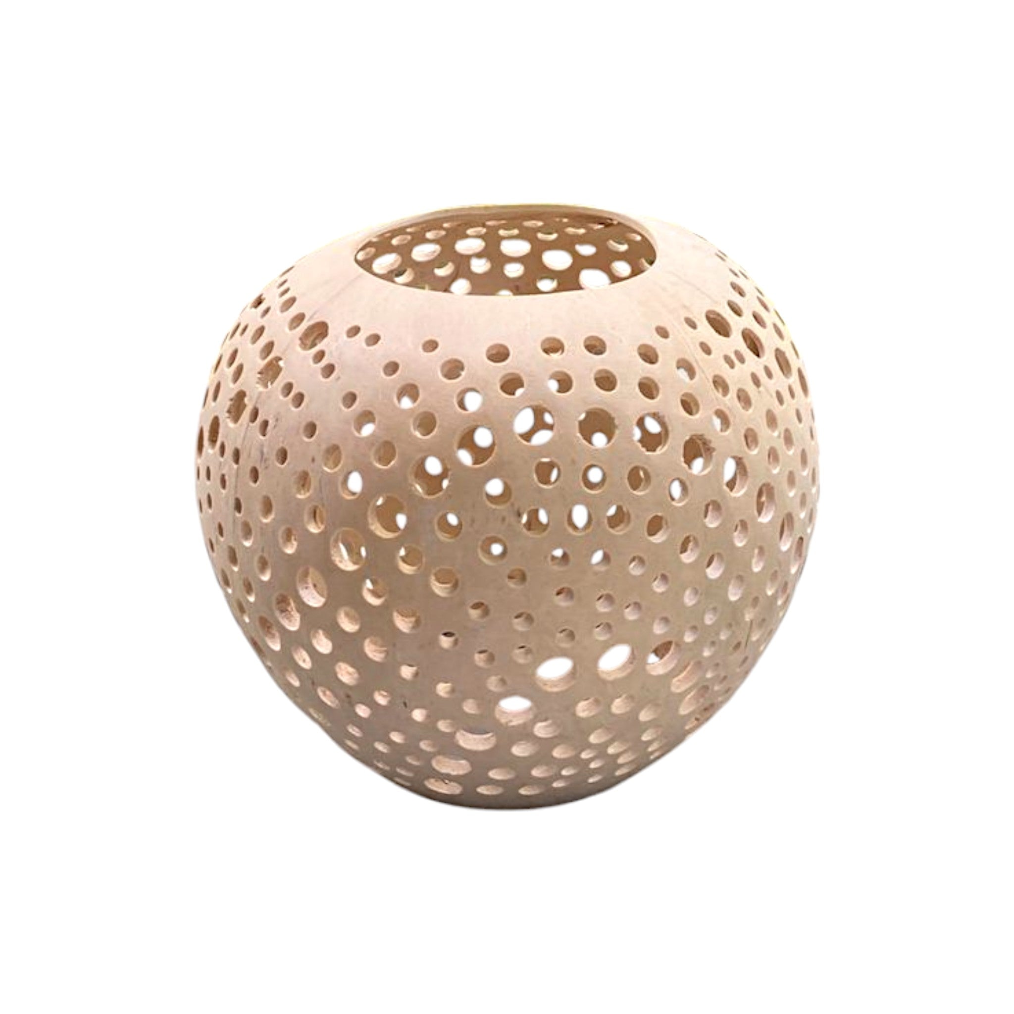 Carved Coconut Candle Holder