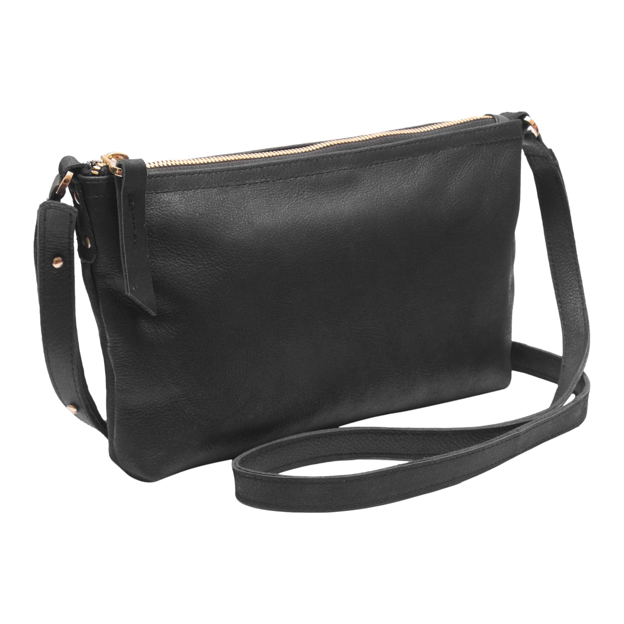 Everyday Black Leather Crossbody