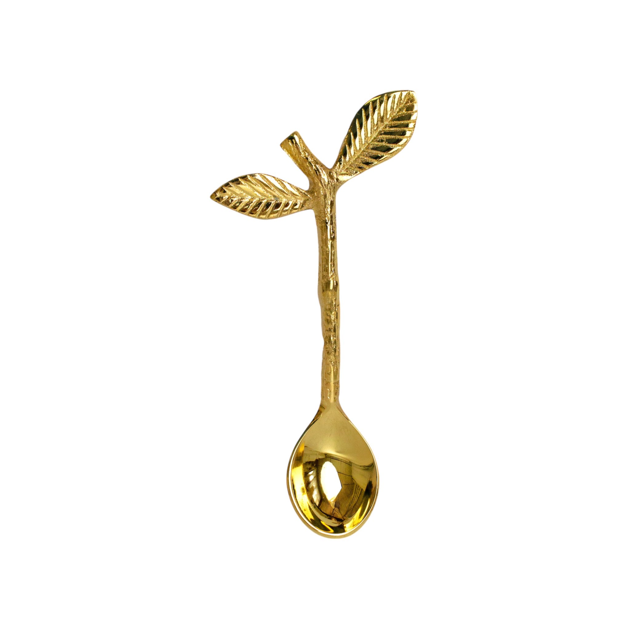 Brass Leaf Dessert Spoon
