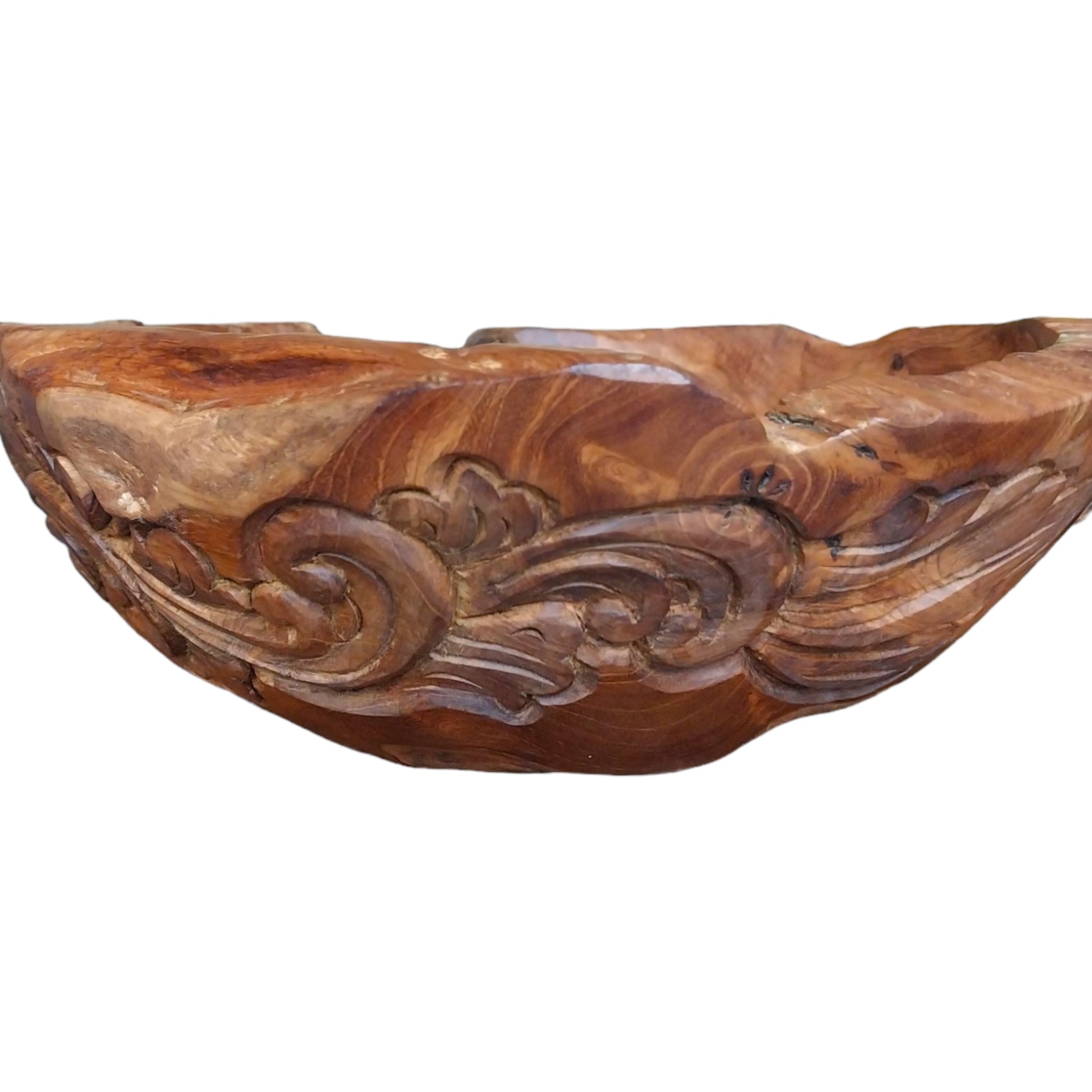 Teak Wood Hand-craved Decorative Bowl