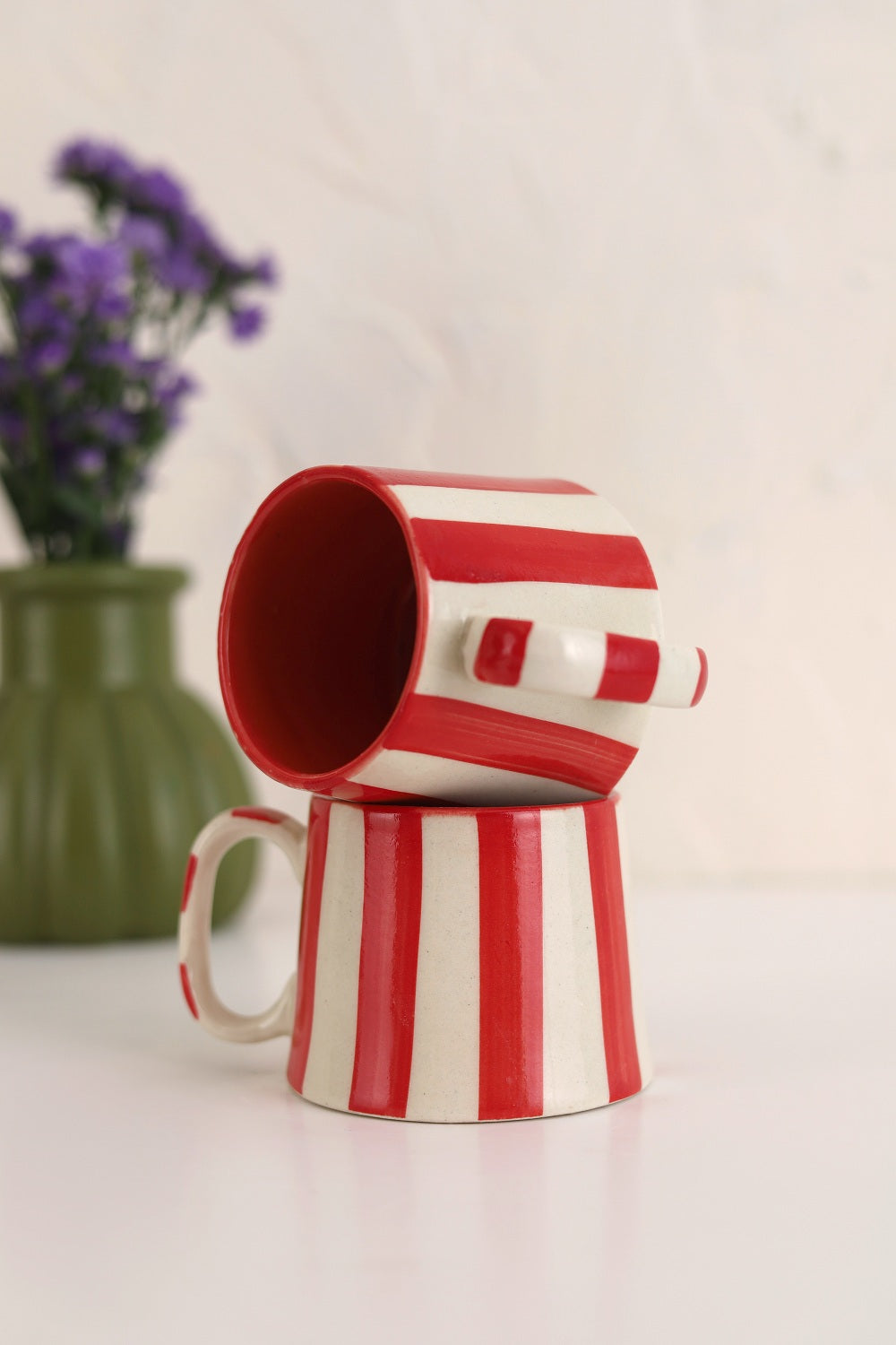 Ceramic Red Stripe Coffee cup- 220ml (SET OF 4)