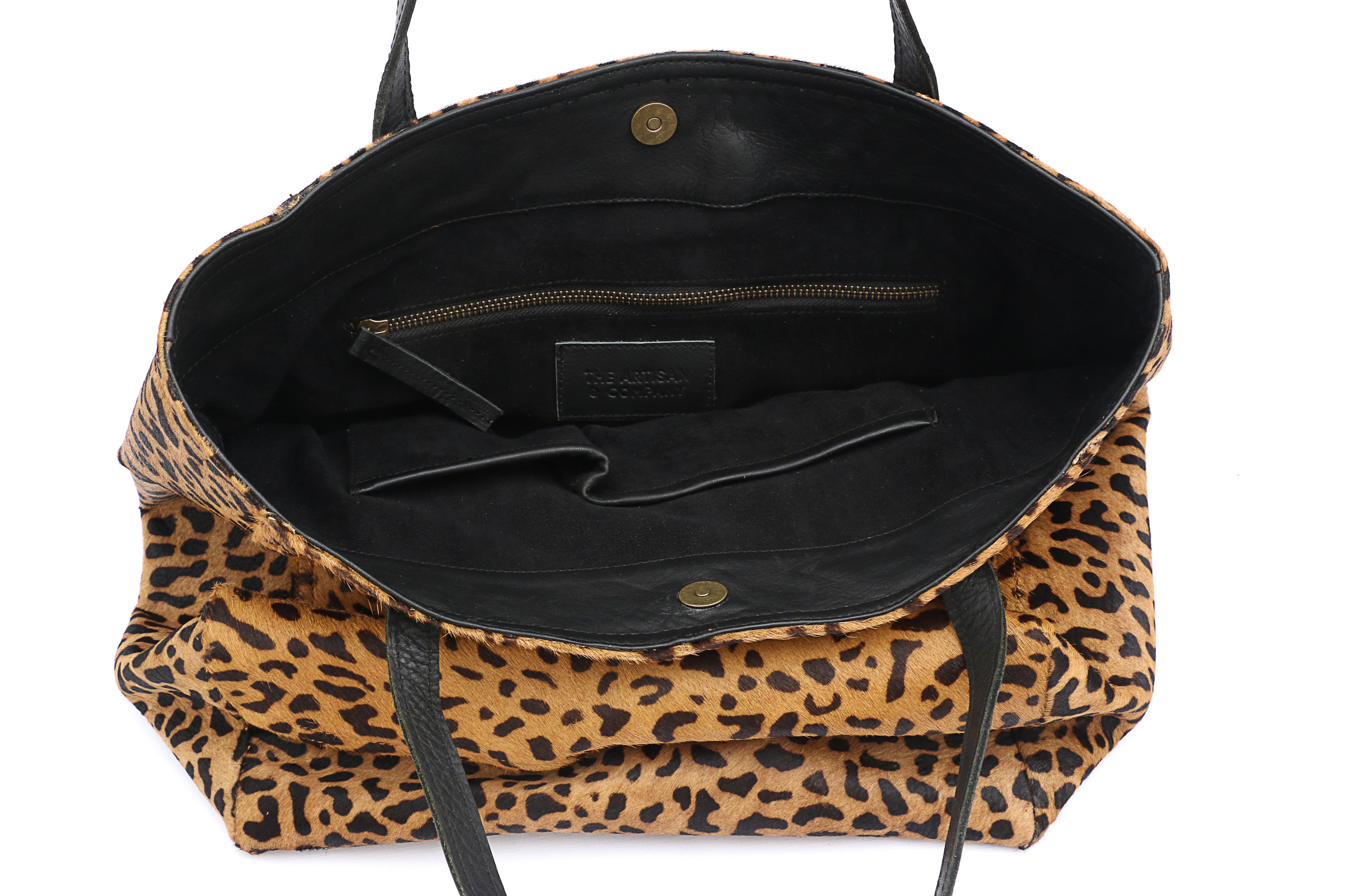 Interior view of The Shopper-In Leopard Calf Hair Leather