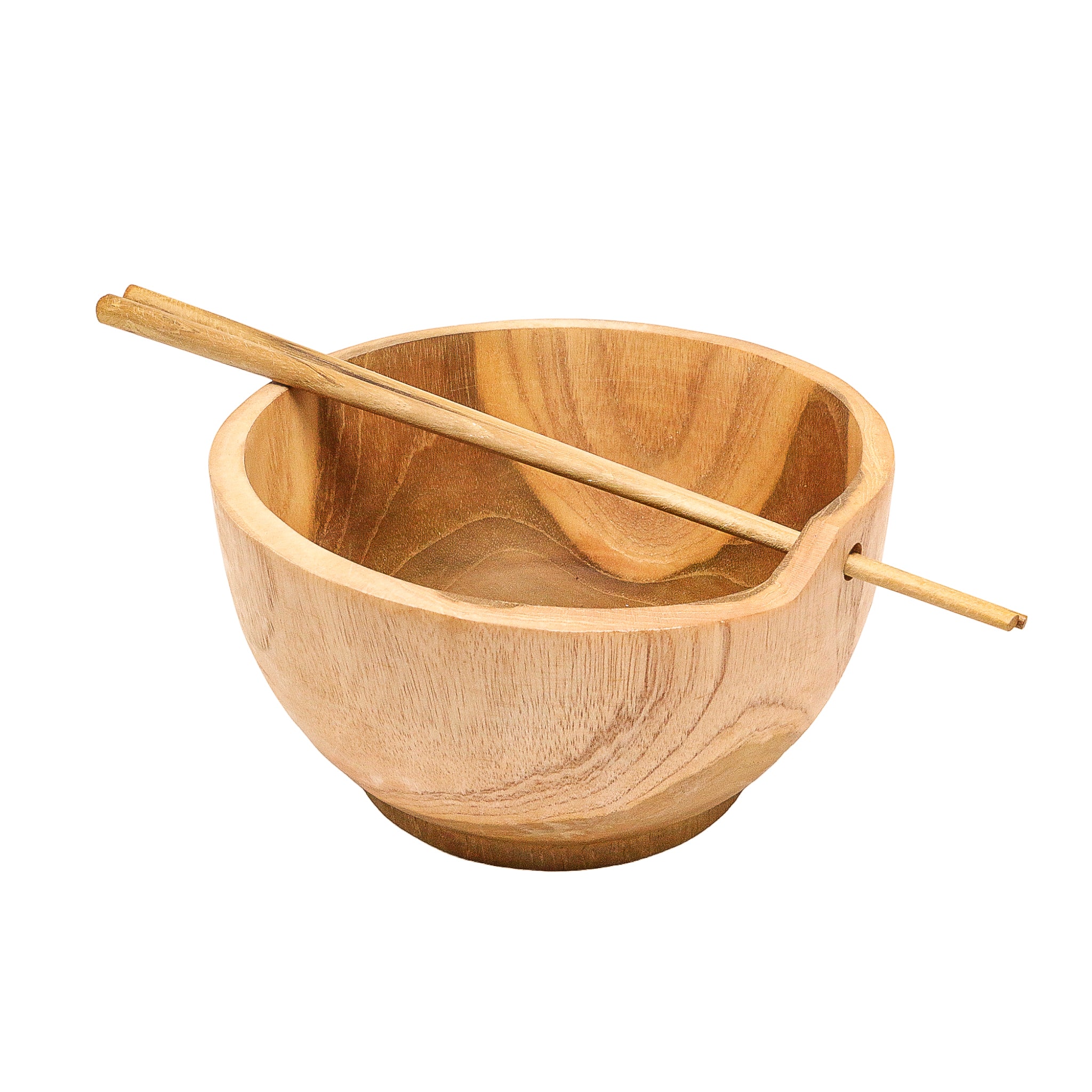 Teak Ramen Bowl with Chopsticks