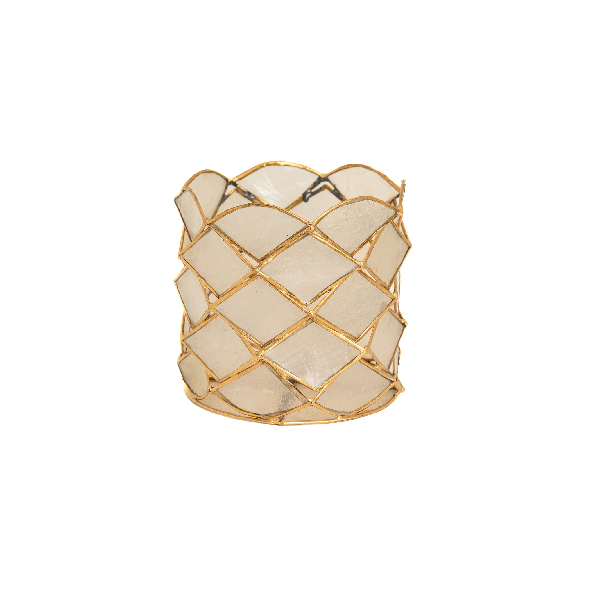 Scalloped Mother of Pearl Candle Holder