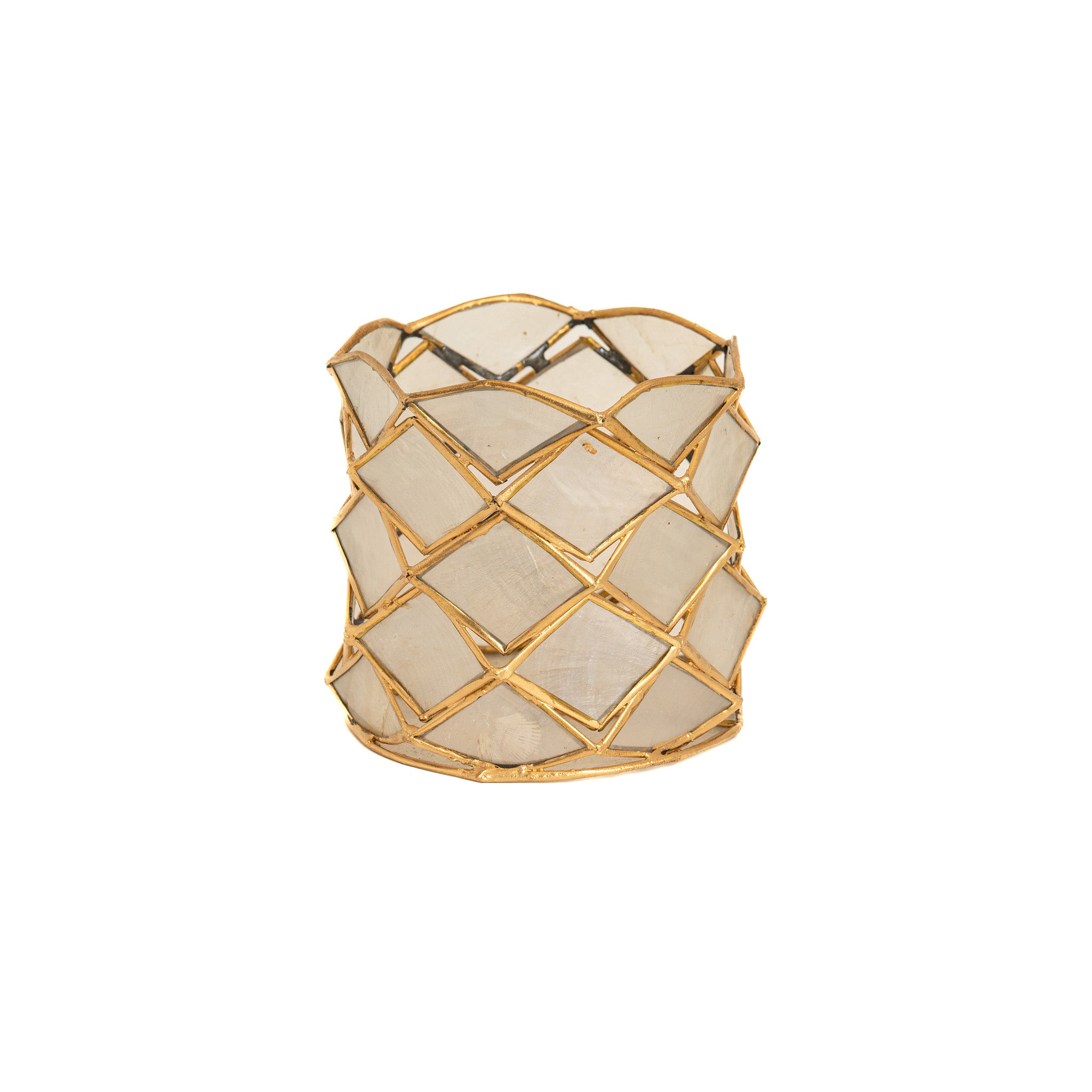 Scalloped Mother of Pearl Candle Holder