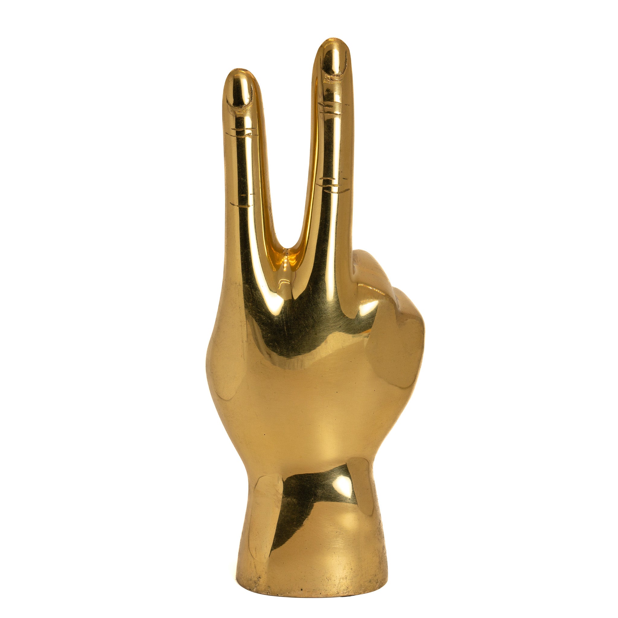 Peace Sign Brass Hand Sculpture