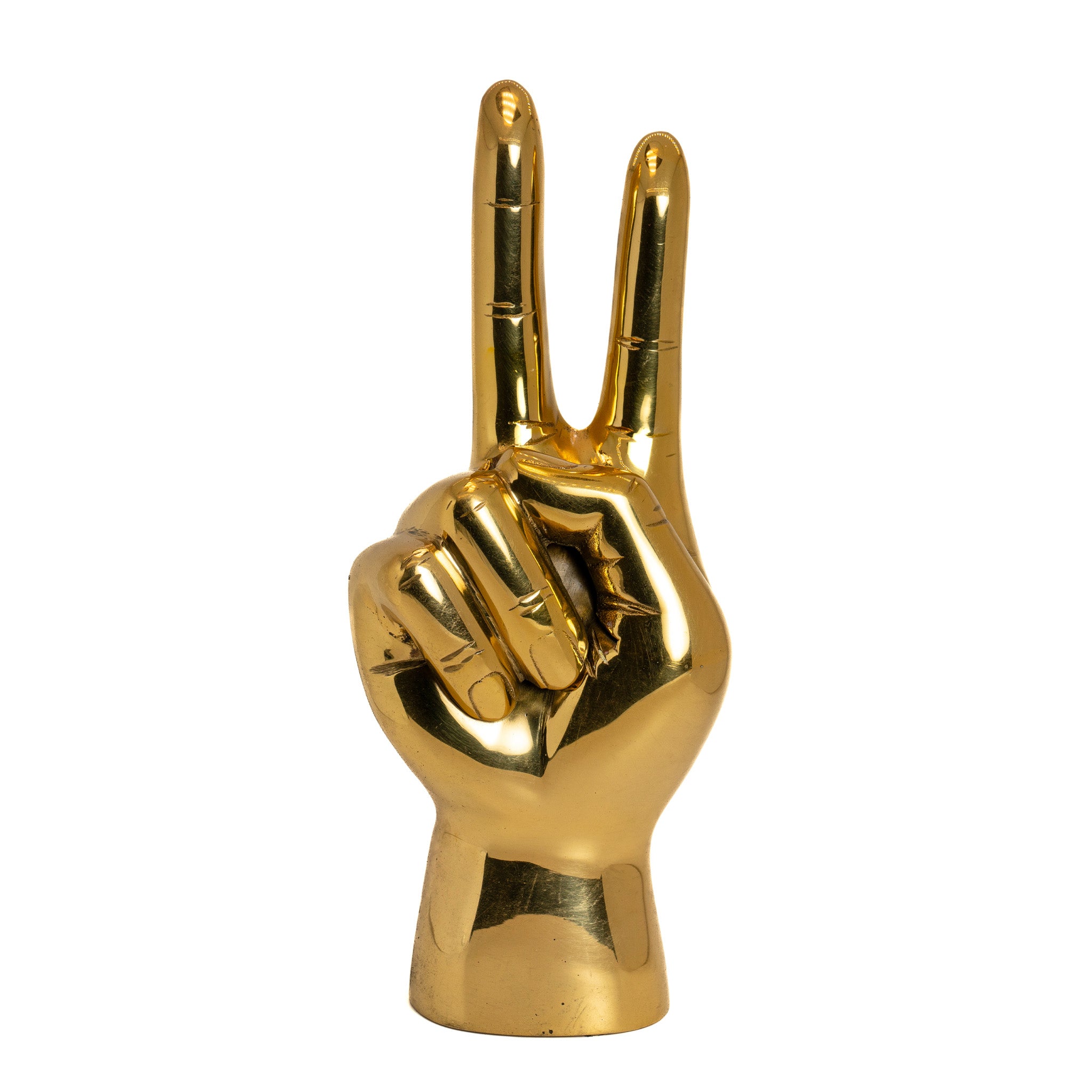 Peace Sign Brass Hand Sculpture