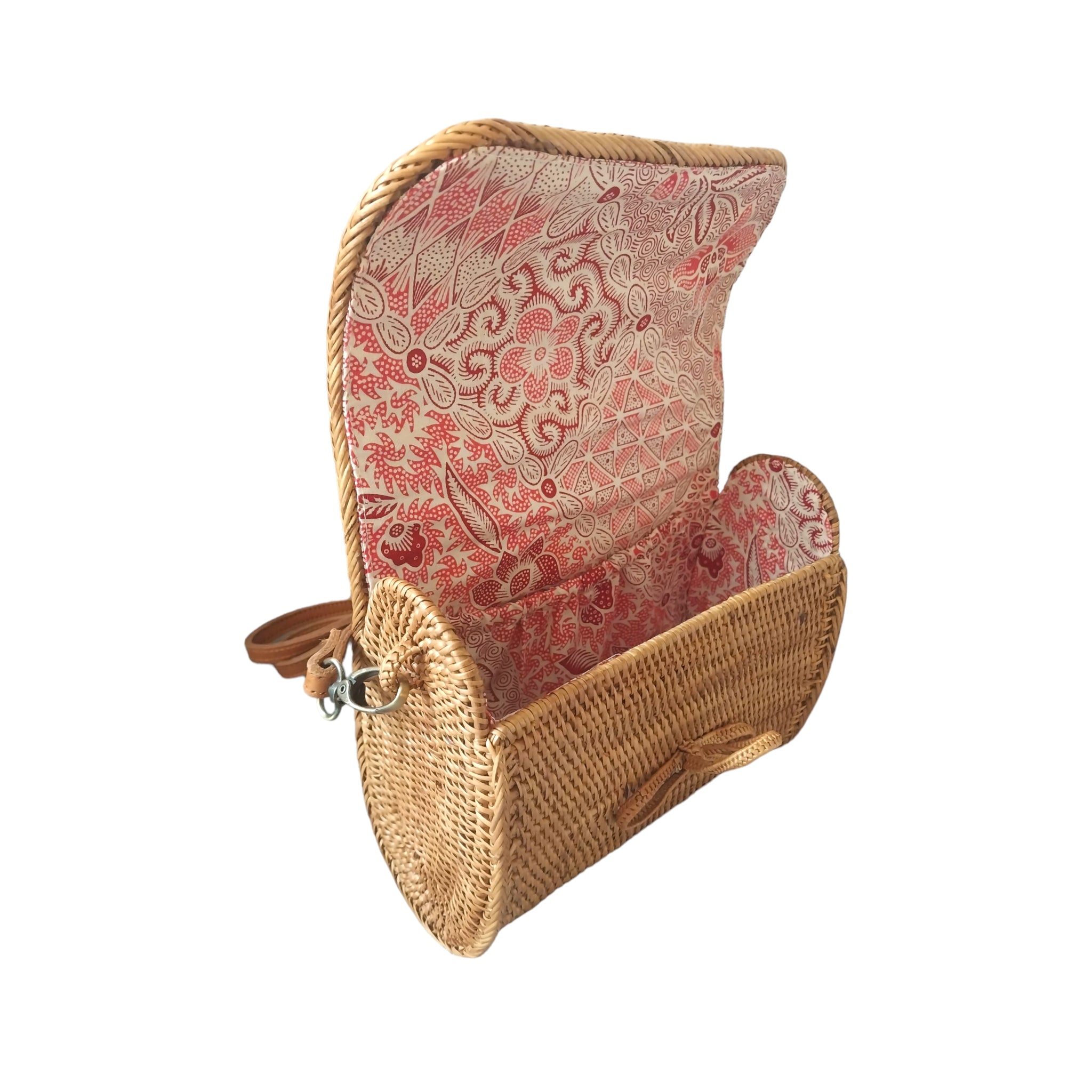 Inside view Rattan crossbody handbag