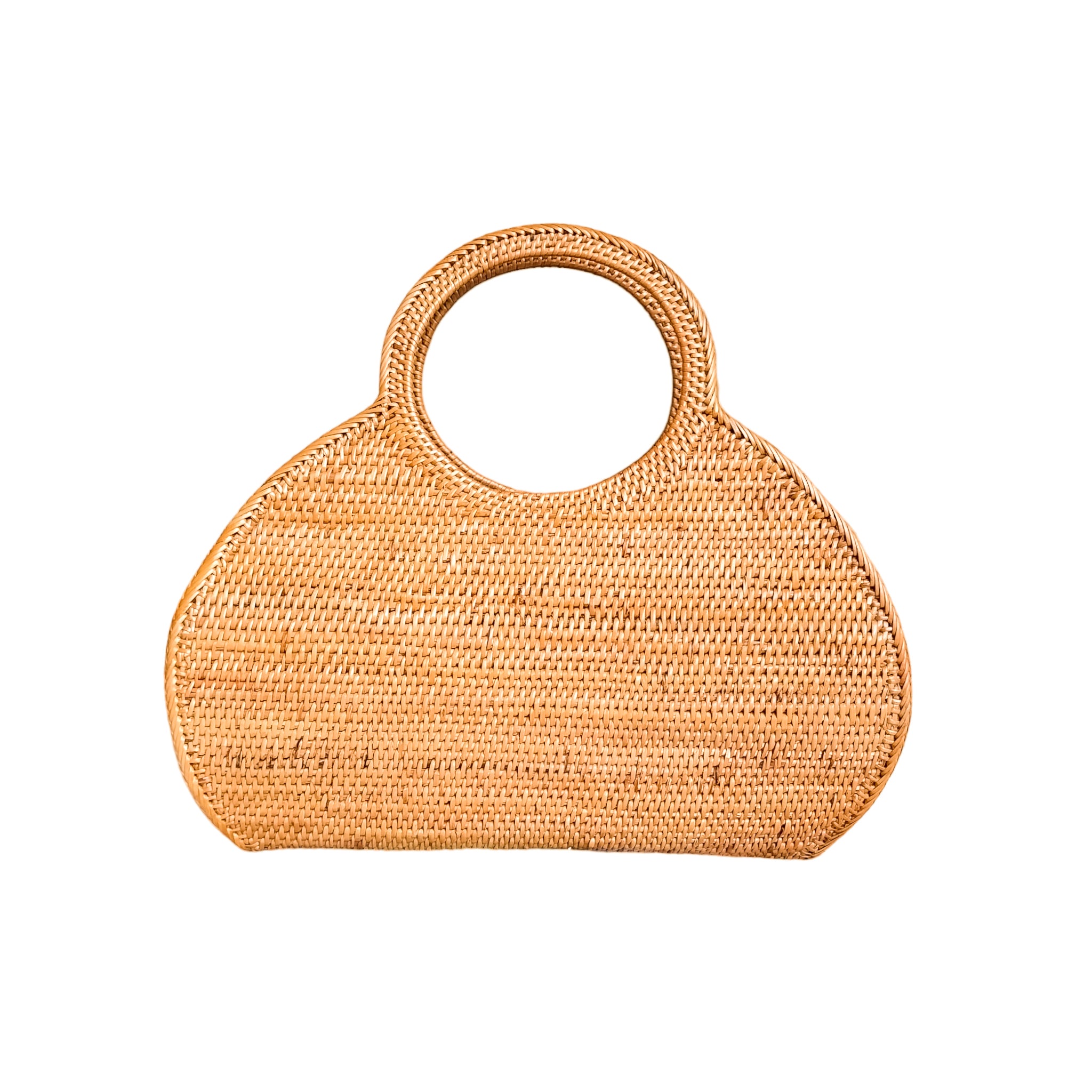 Top Handle Rattan Brown Bag