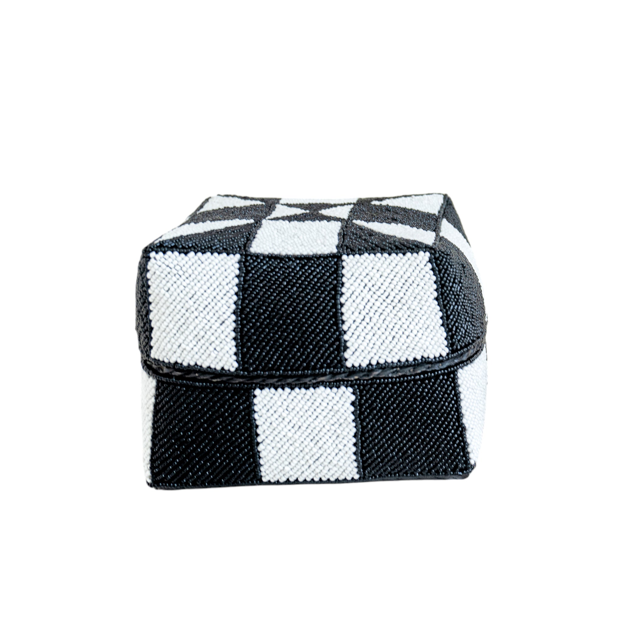 Black and White Beaded Decorative Box