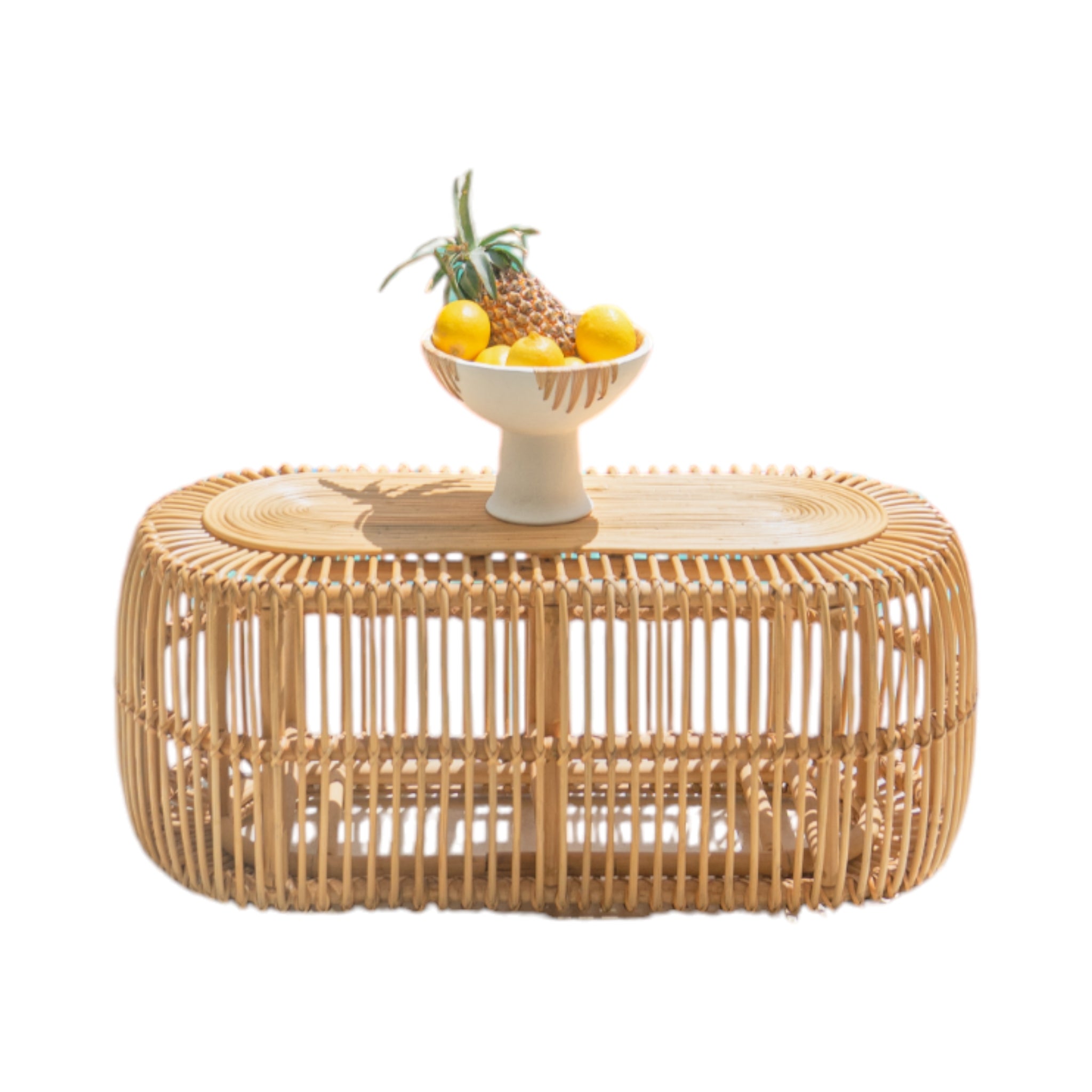 Oval Natural Rattan Coffee Table
