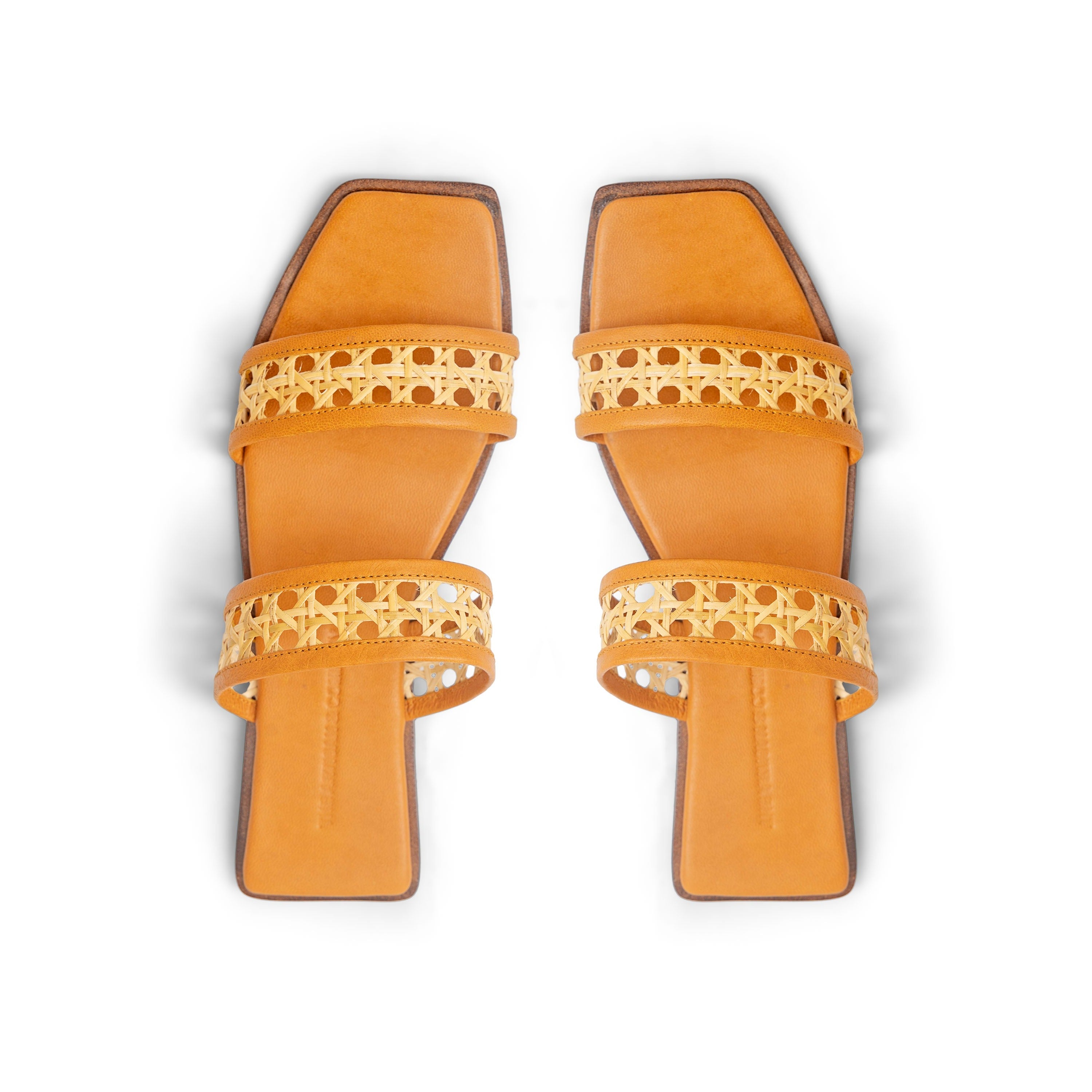 Provence-Tan Leather Double Band Slides