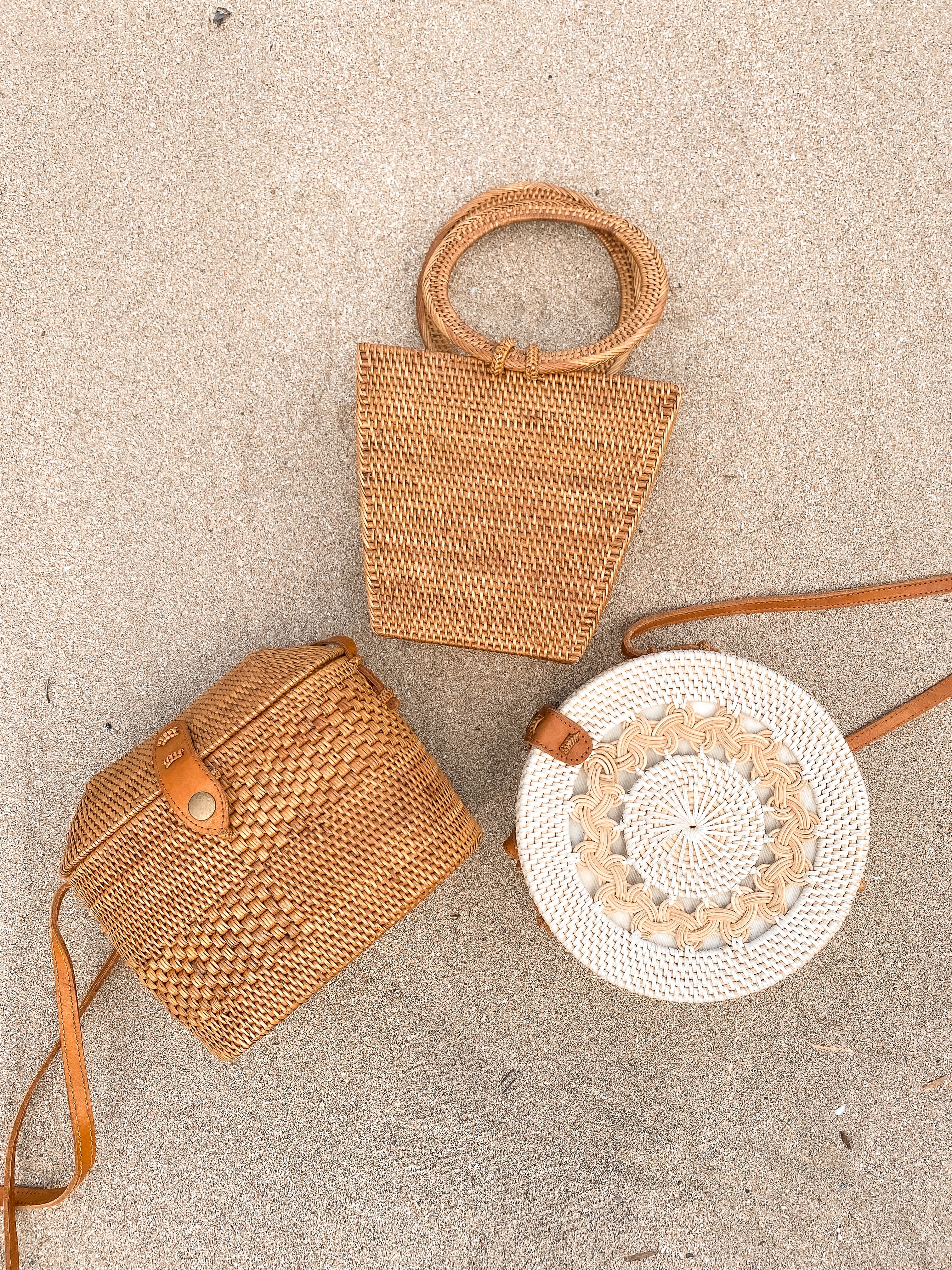 Top Handle Rattan Bag