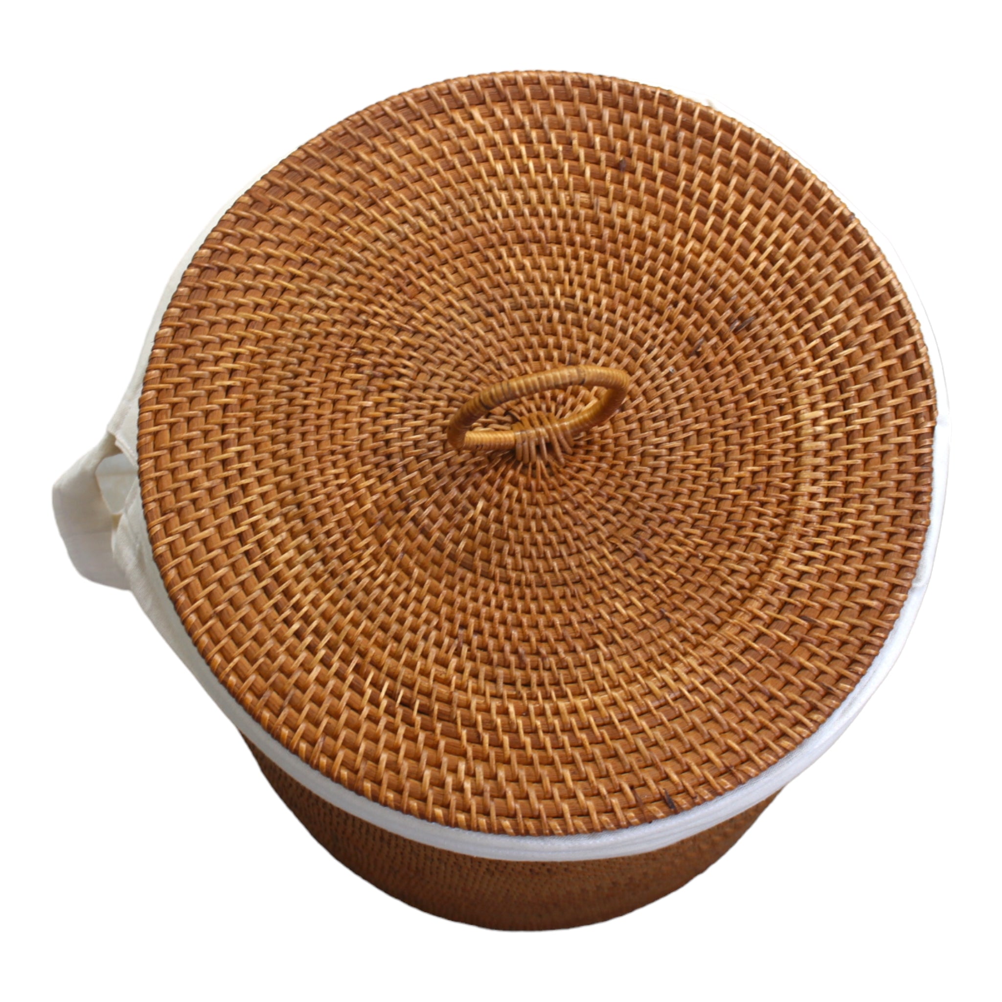 Honey Brown Rattan Hamper with Lid and Lining
