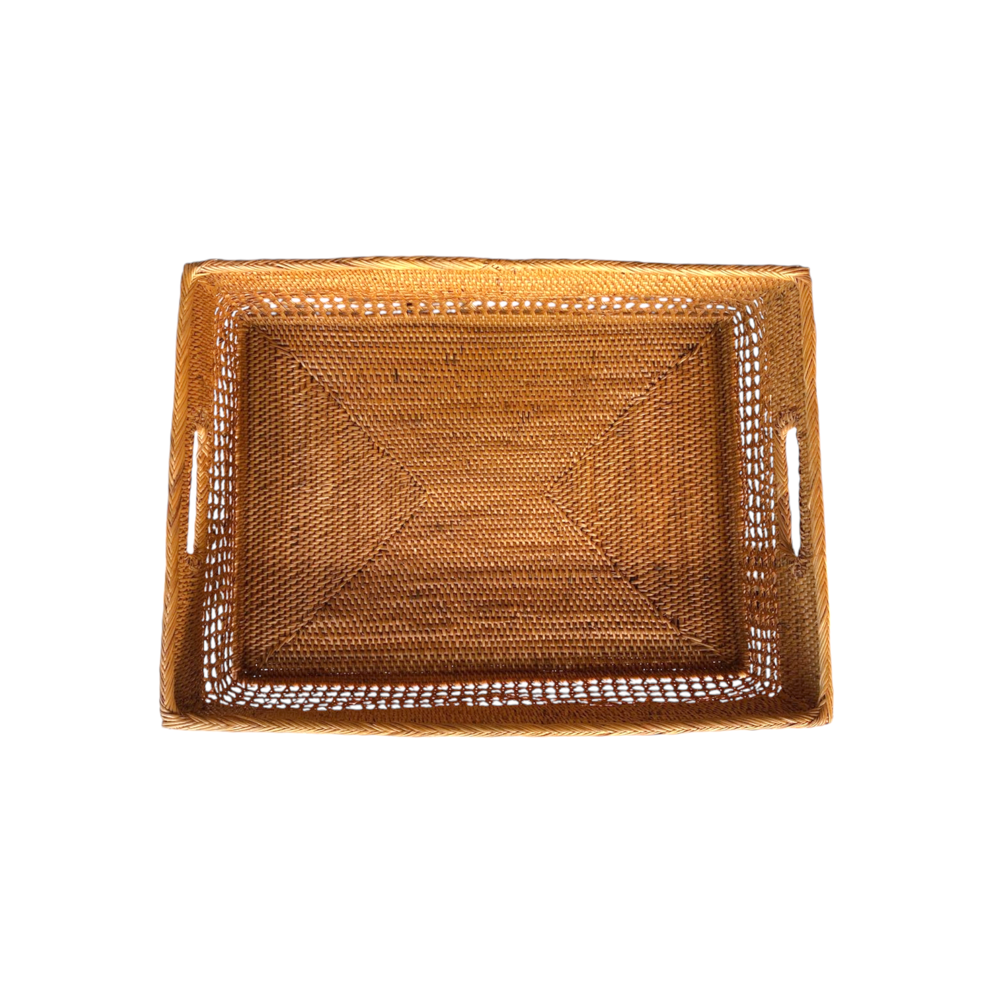 Honey brown shelf storage basket with handles