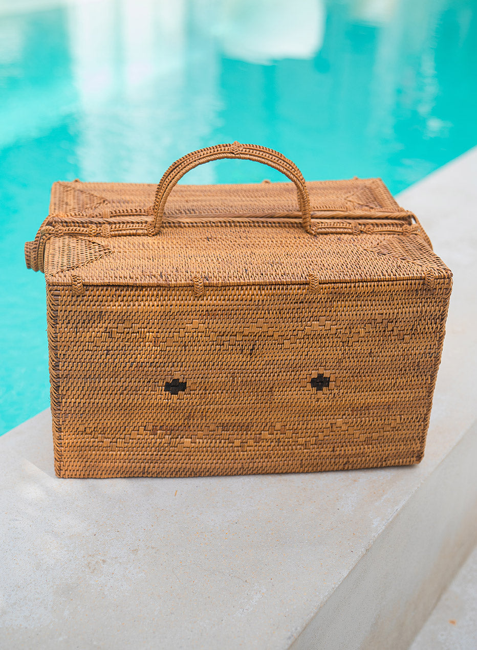 Honey Brown Rattan Picnic Glamping Basket