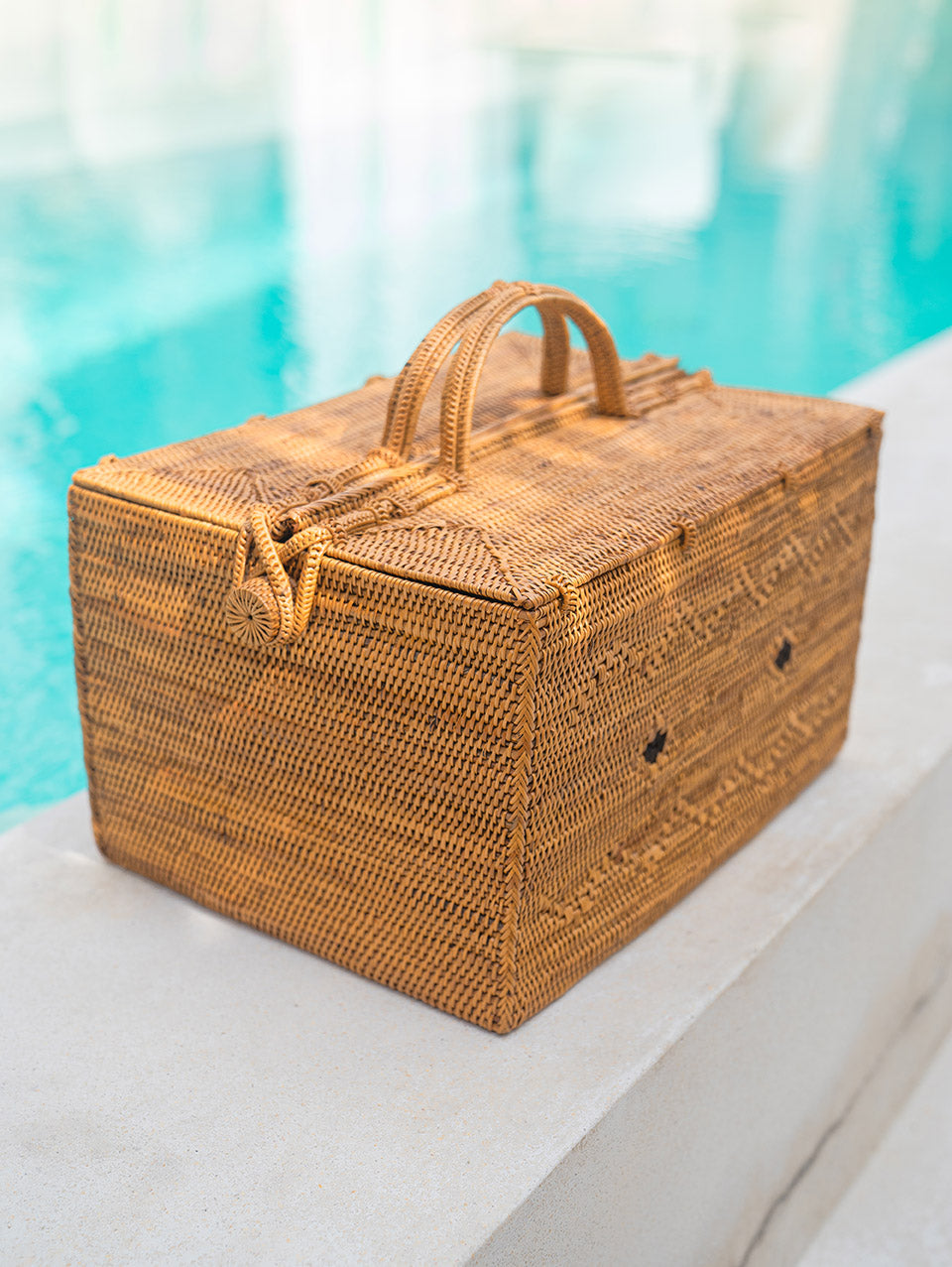 Honey Brown Rattan Picnic Basket