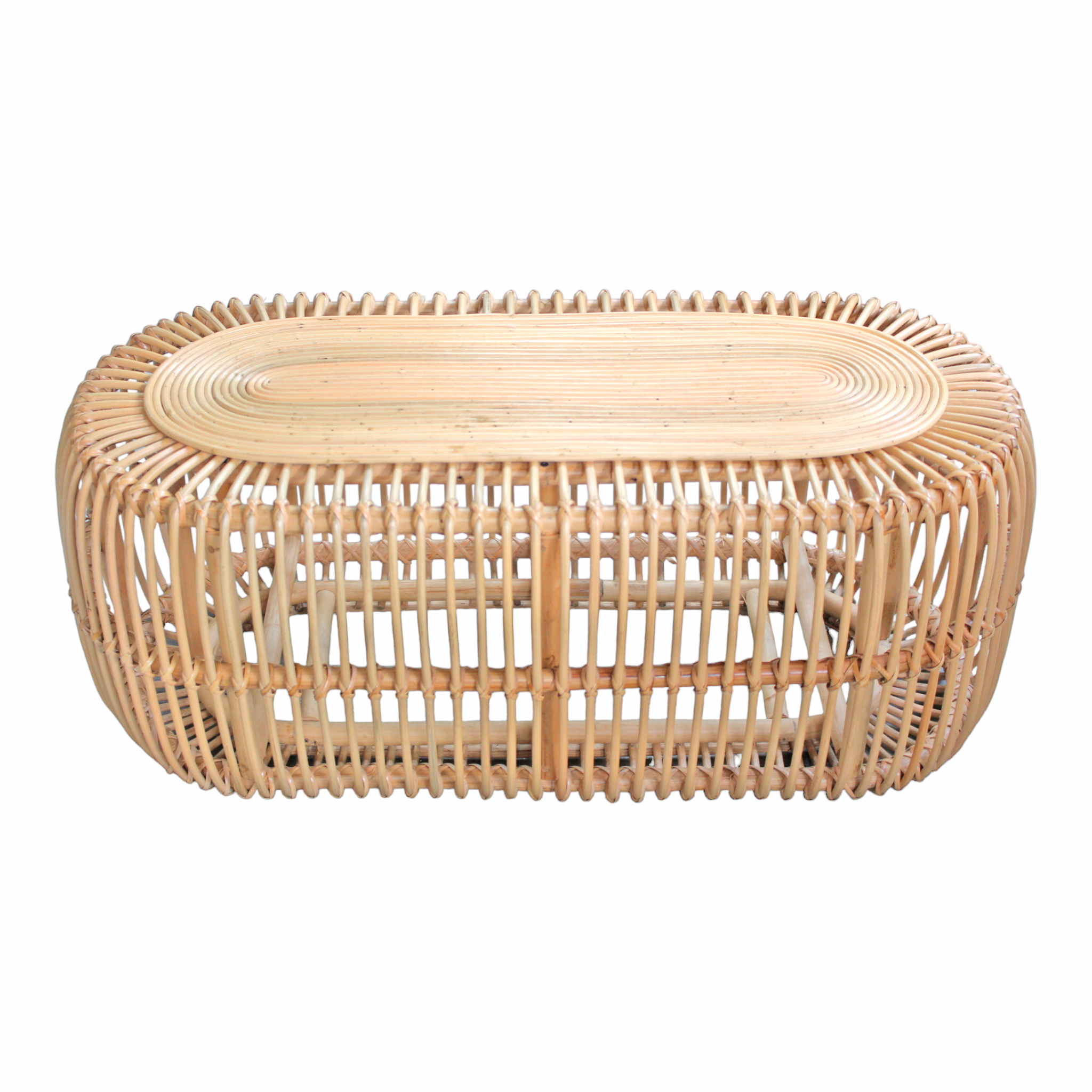 Oval Rattan Coffee Center Table Natural