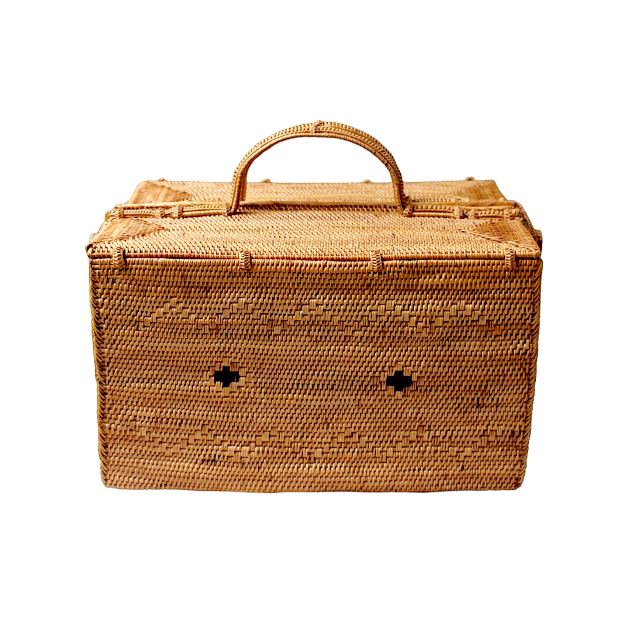 Honey-Brown Rattan Handwoven Picnic Basket