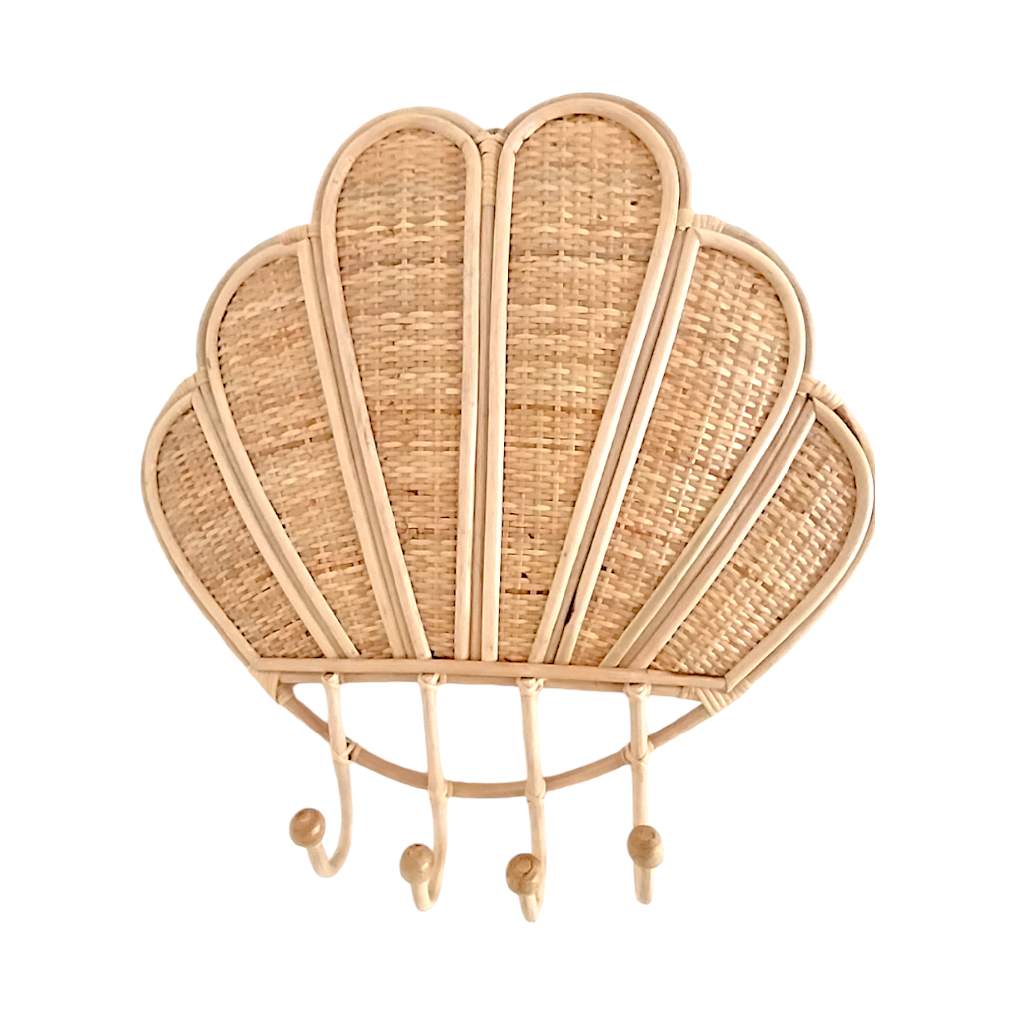 Rattan Clam Sea Shell Shaped Wall Hook