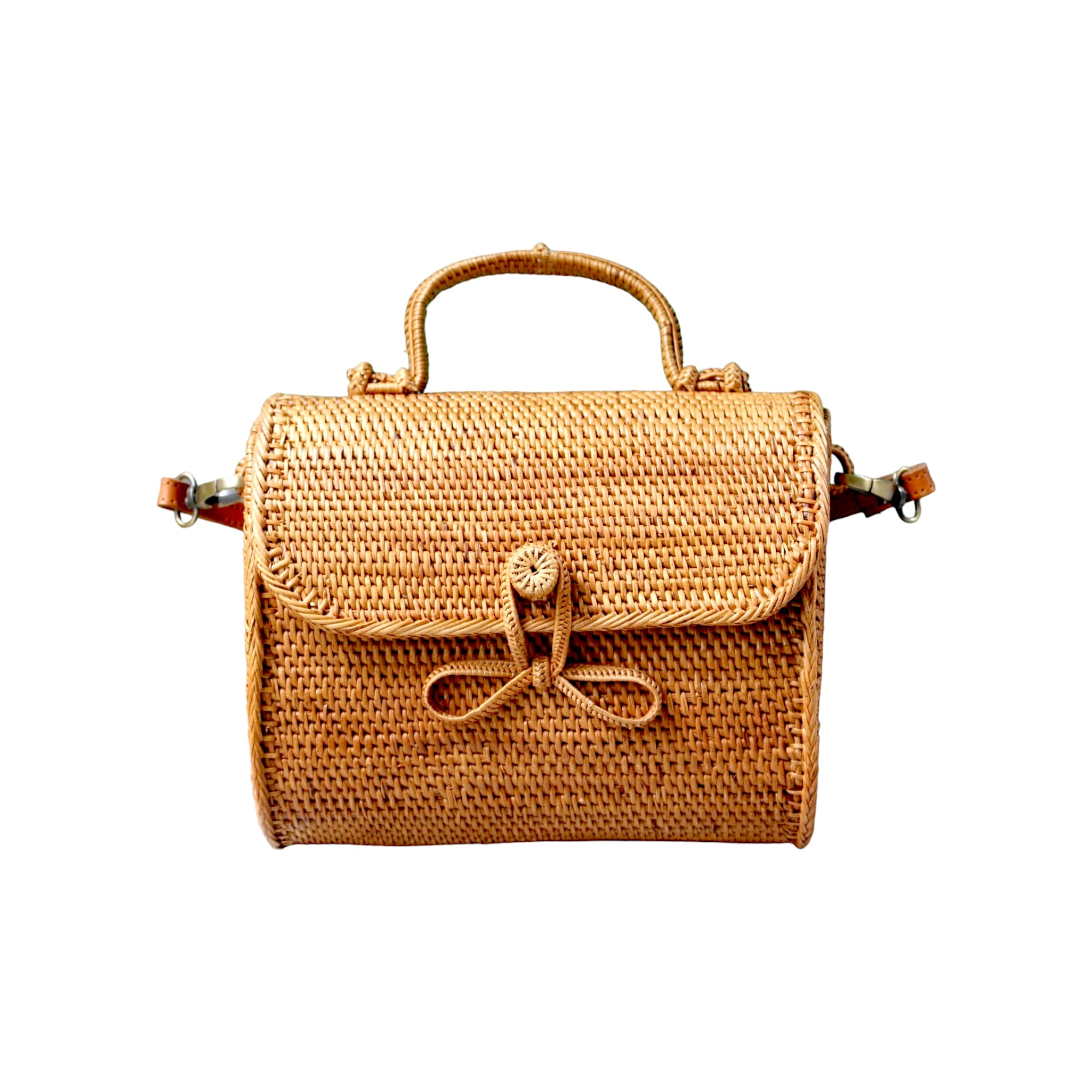 Top Handle with flap rattan bali crossbody bag