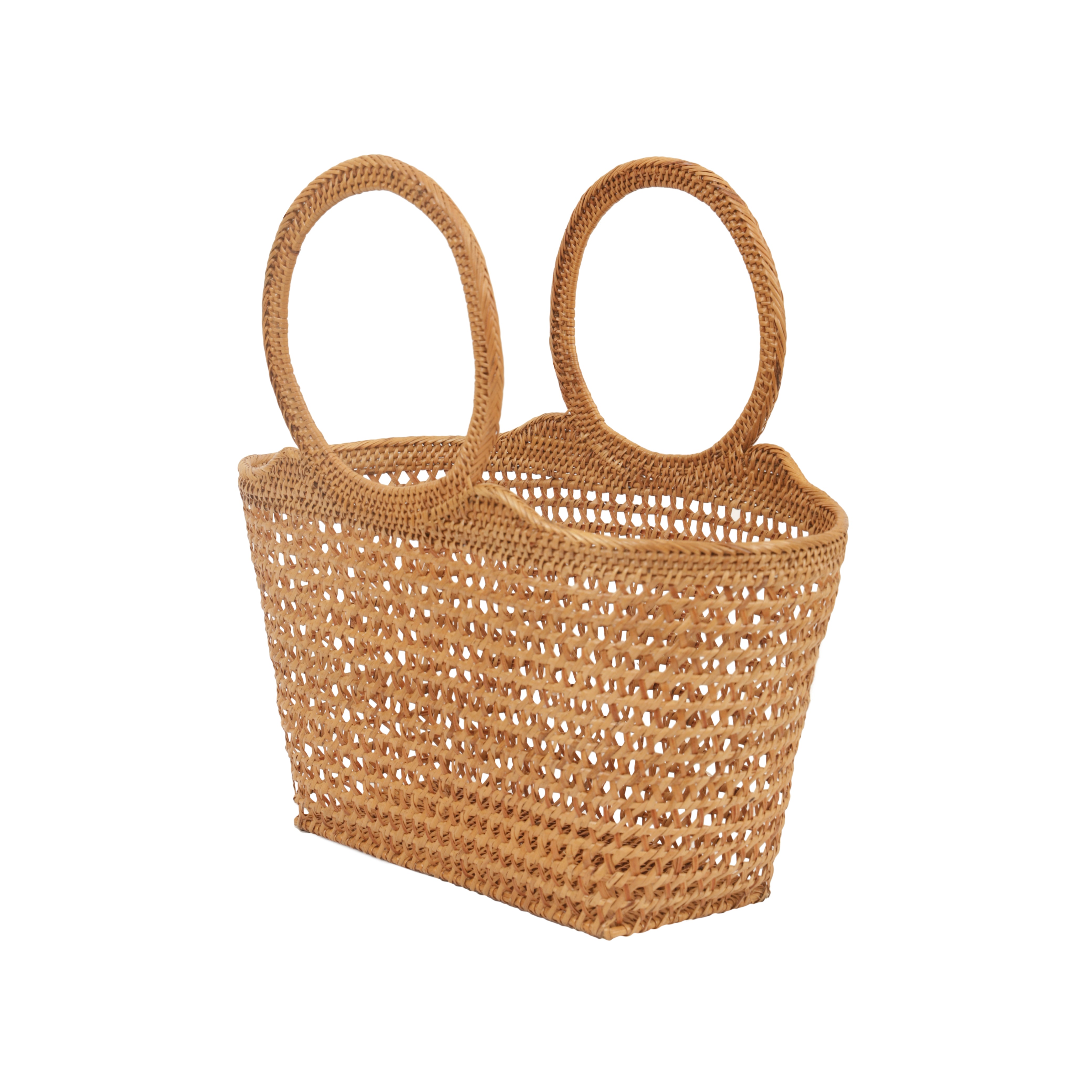 Top Handle Wicker Tote Basket Bag