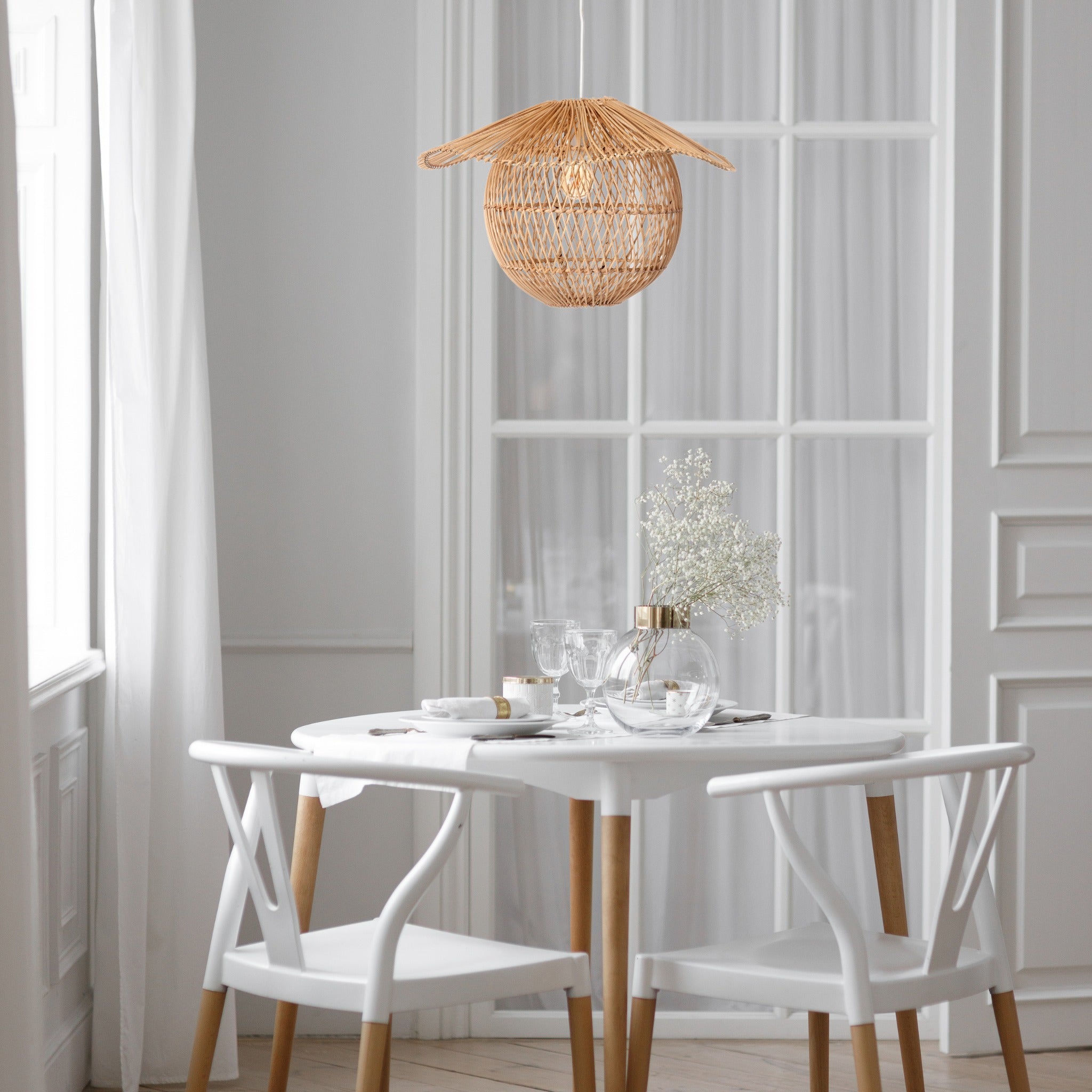 Rattan Lotus Orb Pendant Light