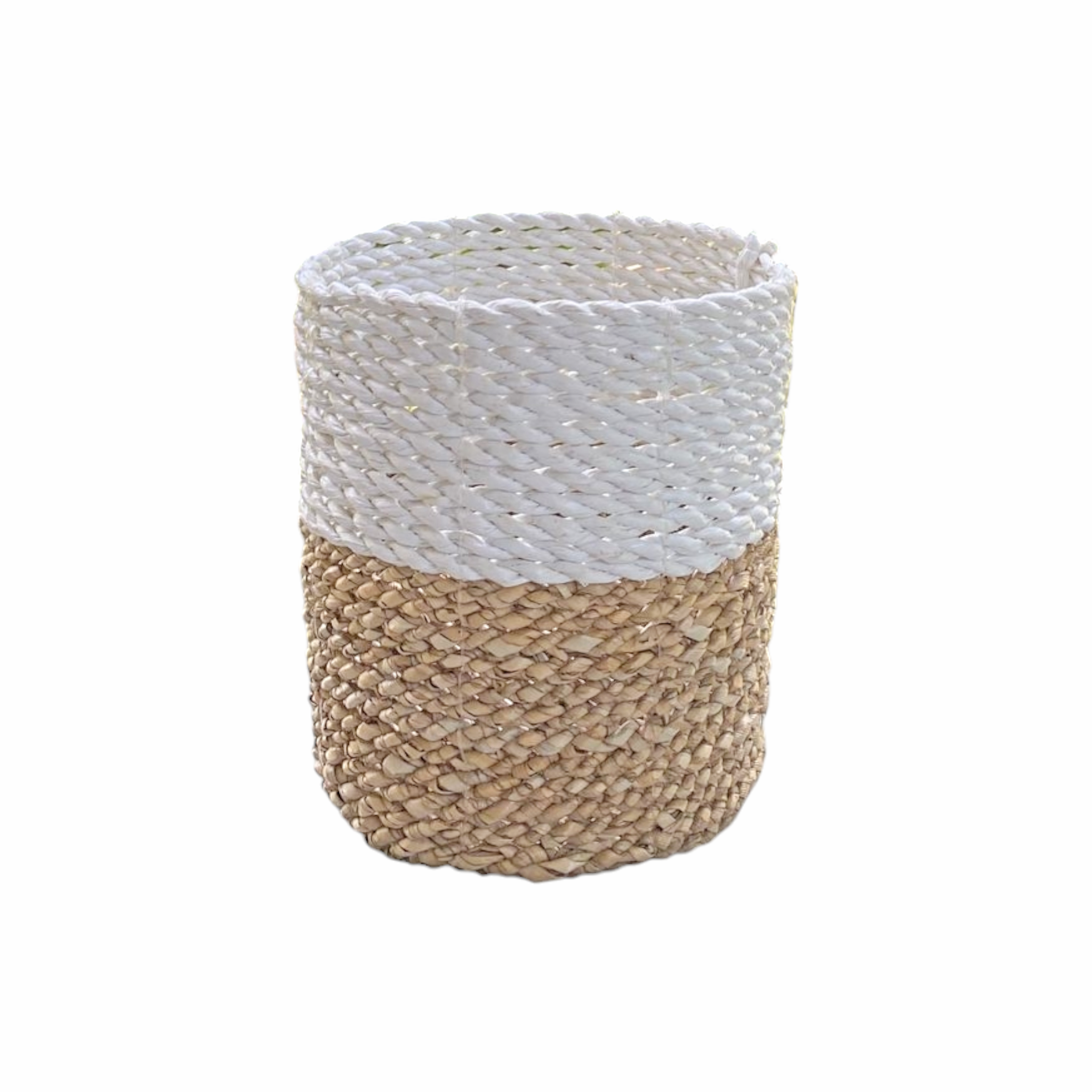 Beige and White Seagrass Planter Basket Cover