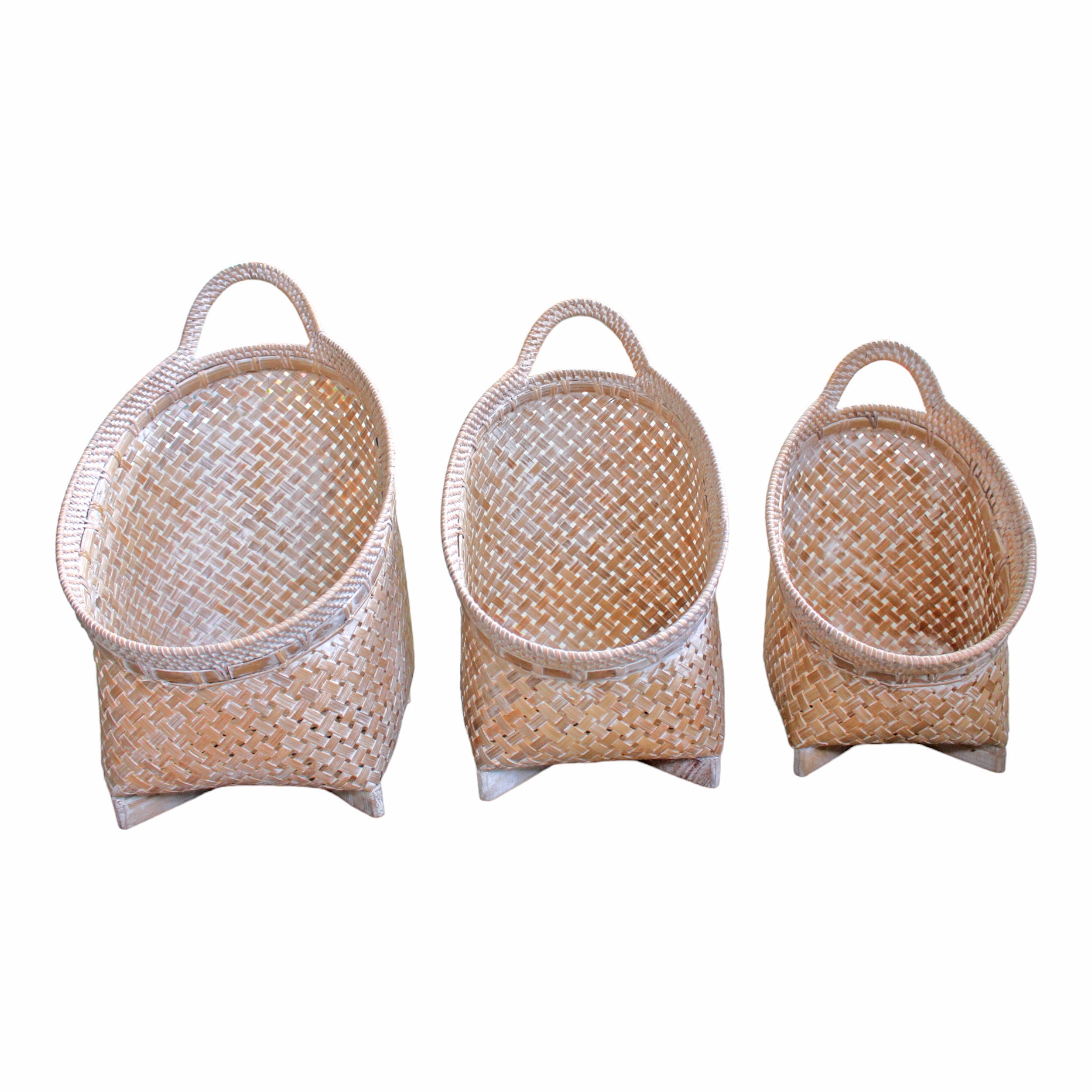 Bamboo Hanging White Wash Basket