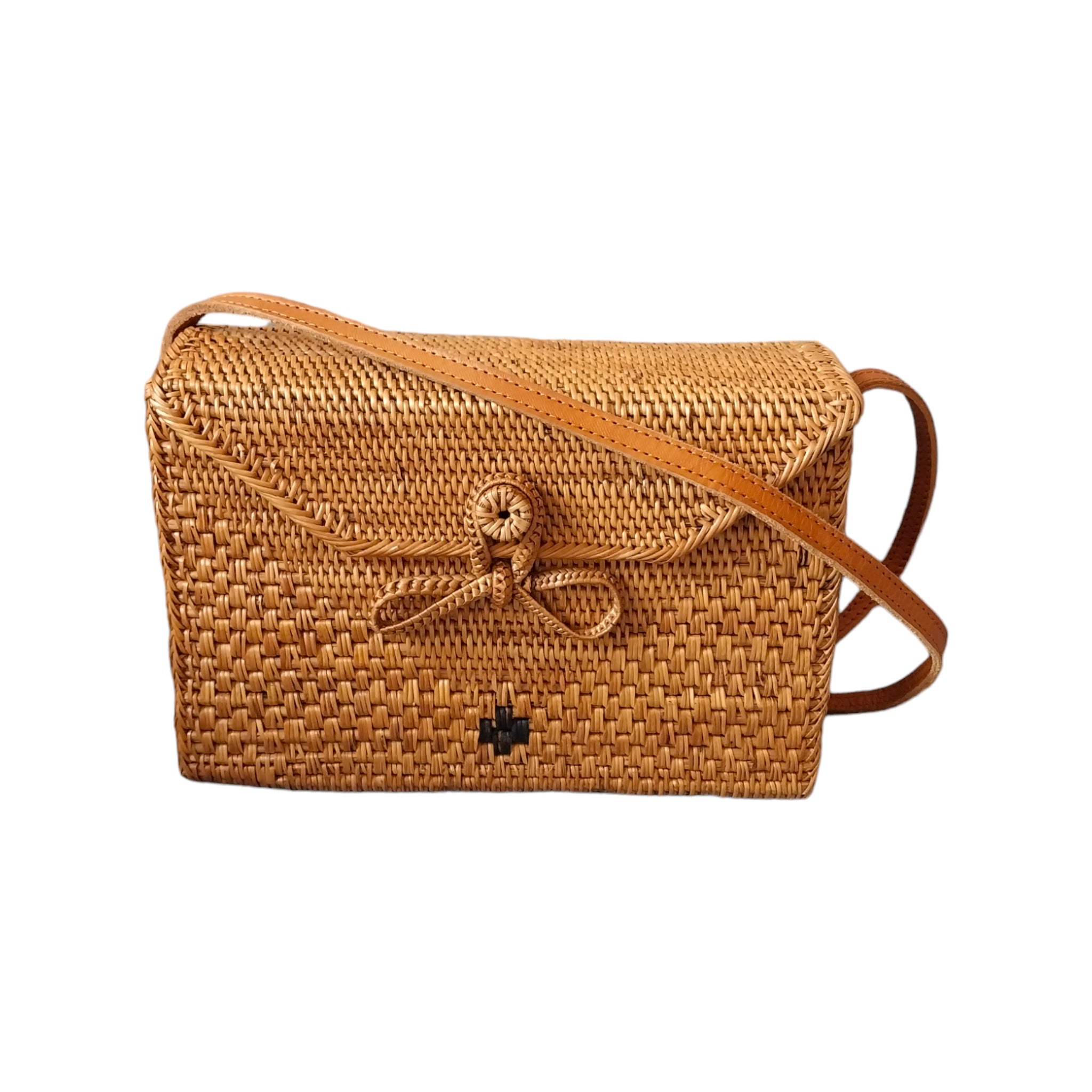 Square Rattan Bali Crossbody Bag