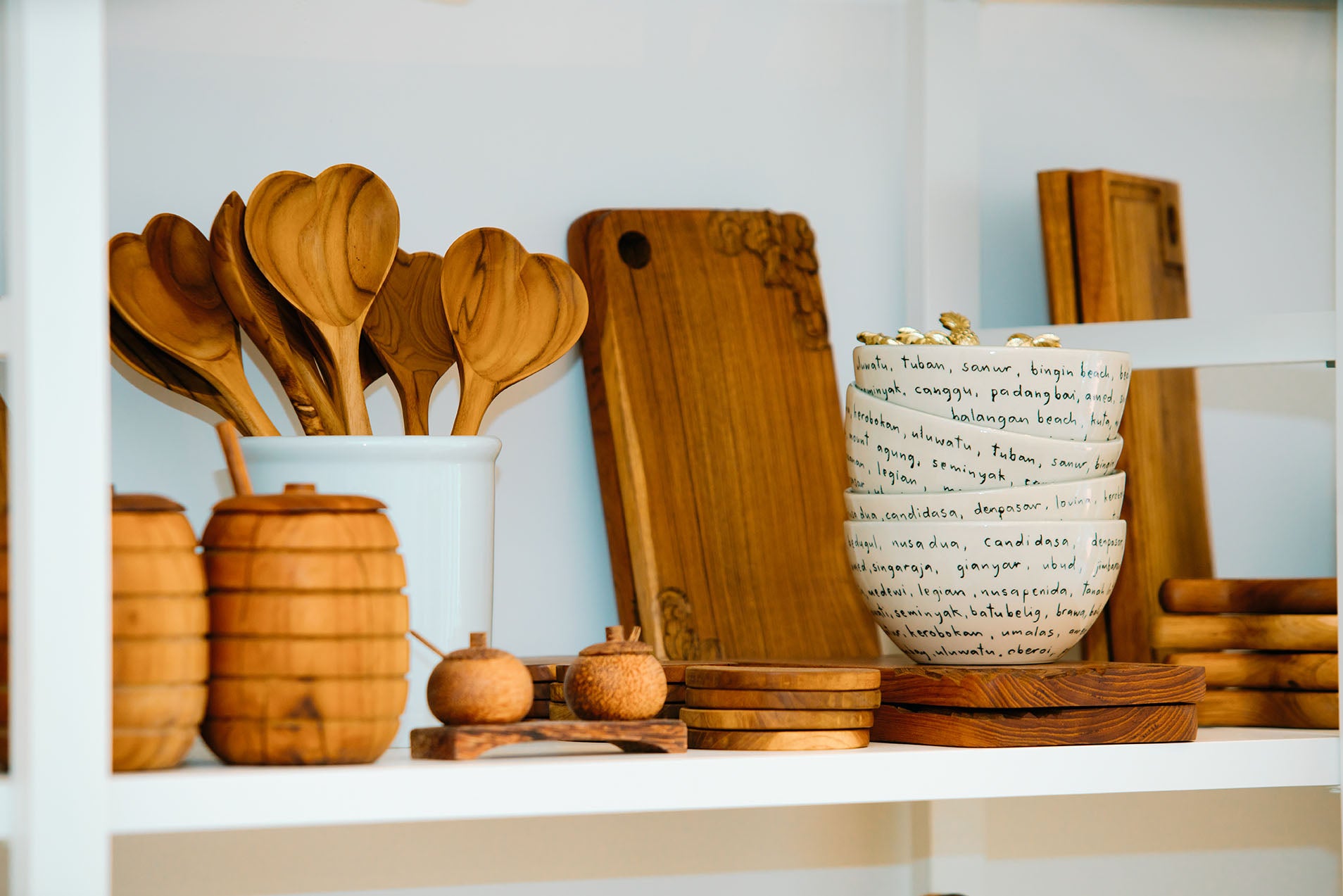 heart shaped wooden salad spoon