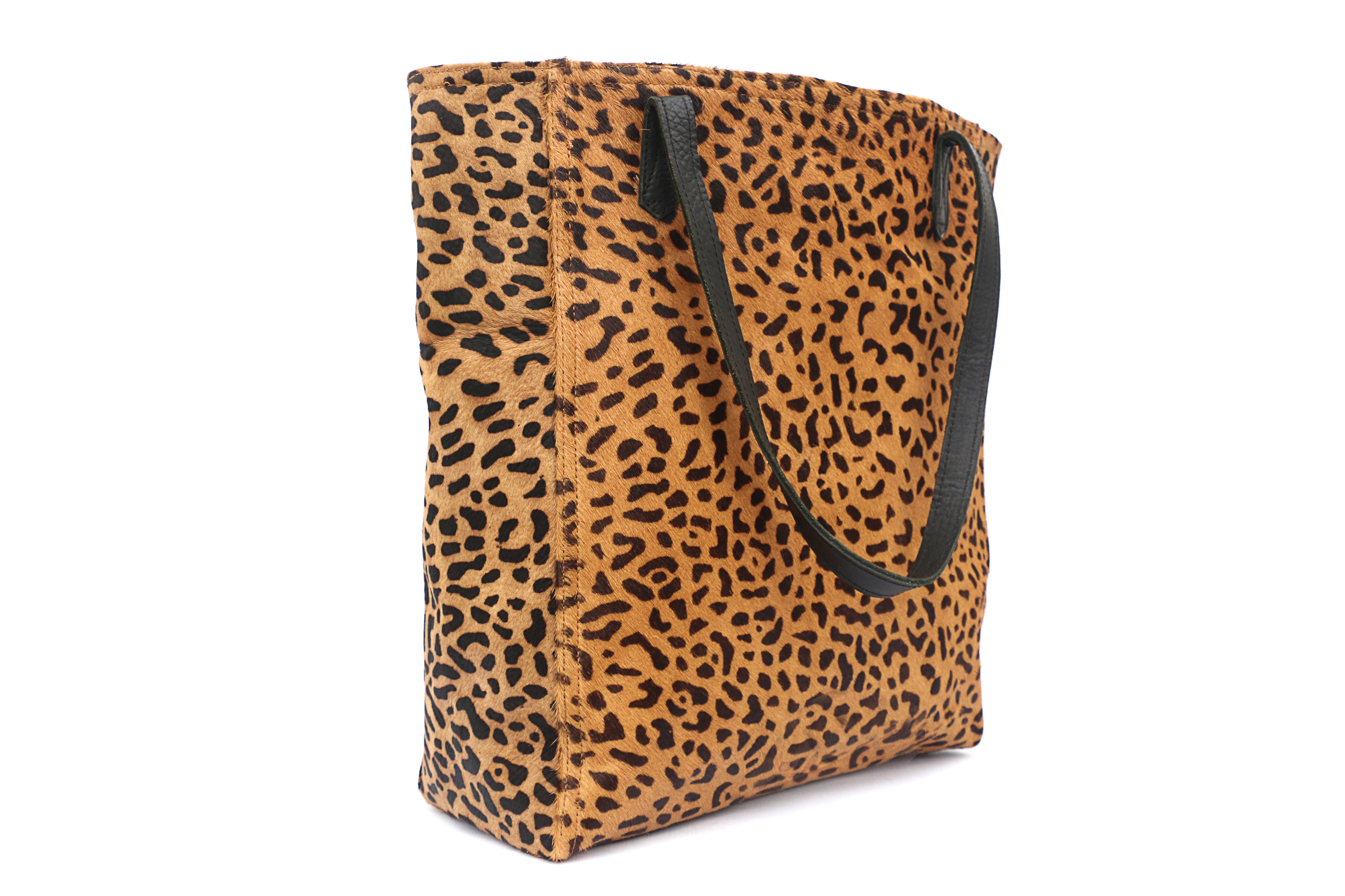 The Tall Shopper Tote-in Leopard Print Calf Hair Leather
