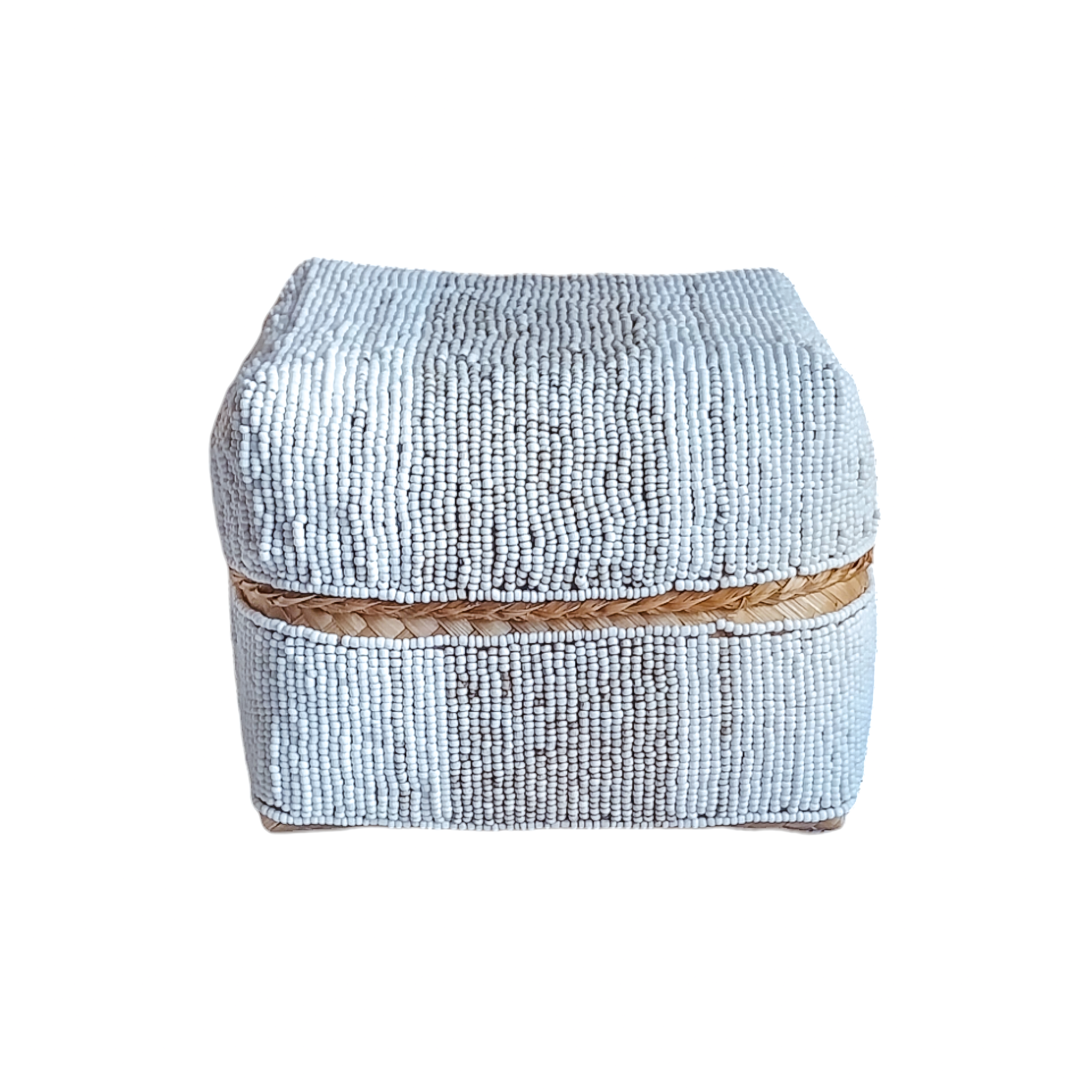 Large White Decorative Beaded Box