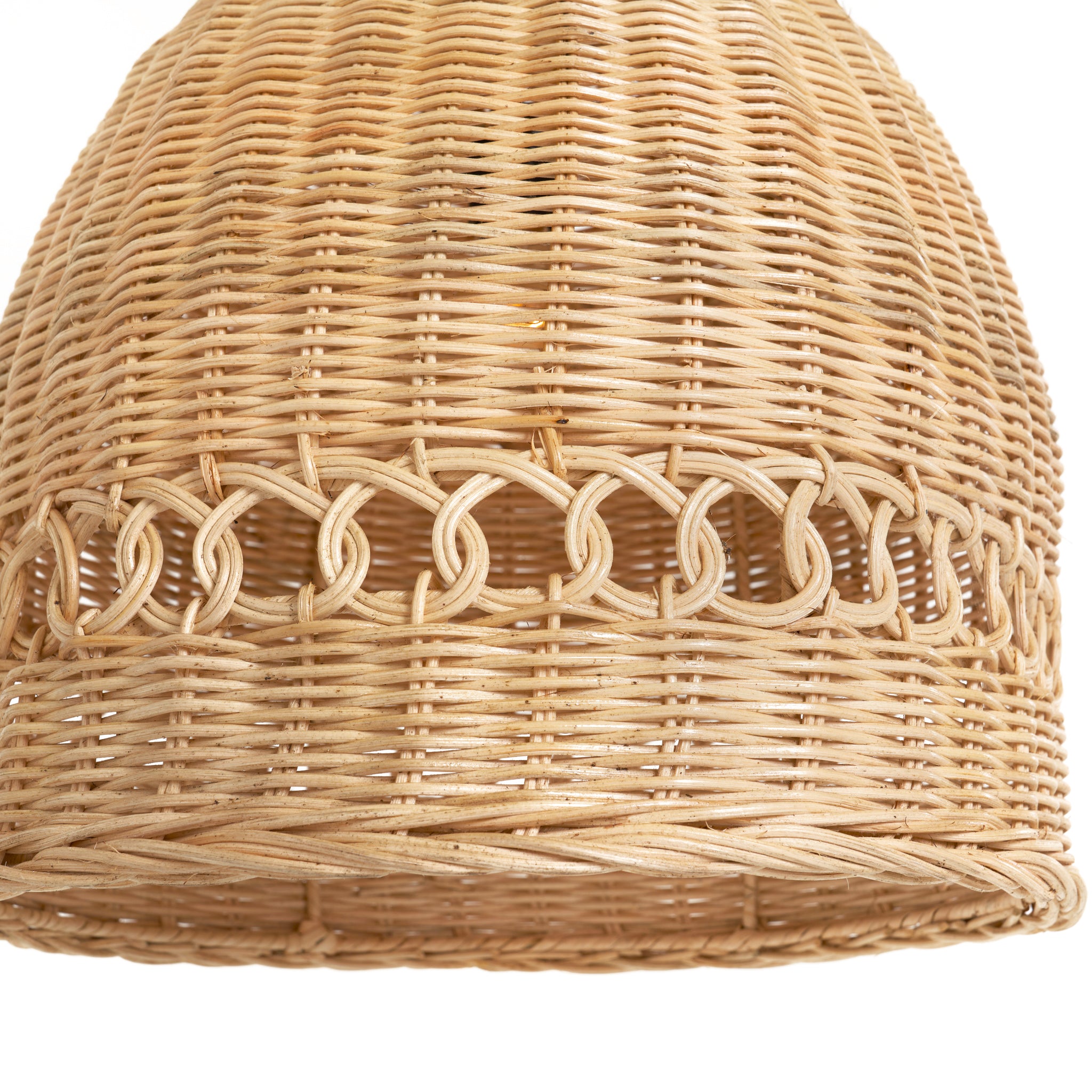 Detail view wicker pendant hanging ceiling light