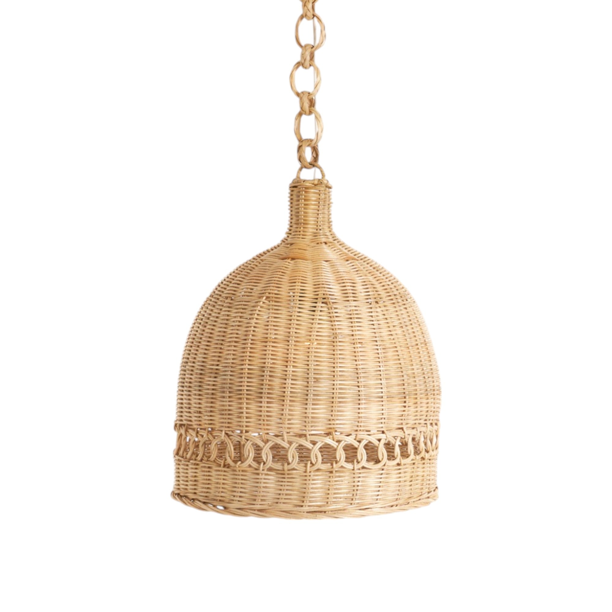 Natural Wicker Bell Shape Pendant Ceiling Hanging Light Fixture