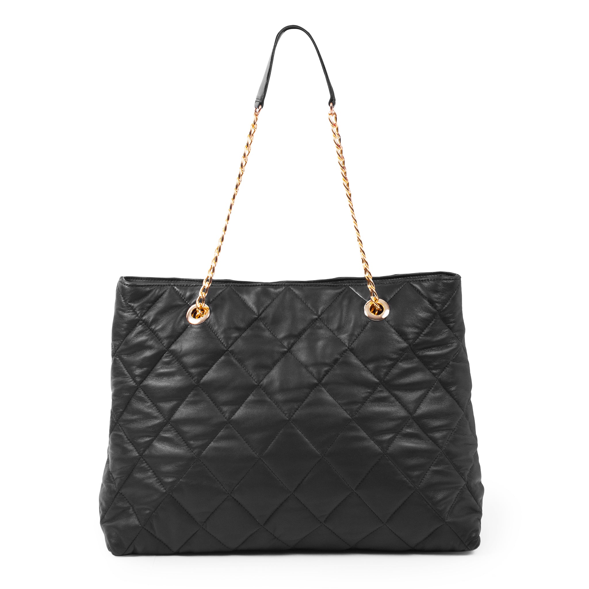 Lambskin leather tote bag